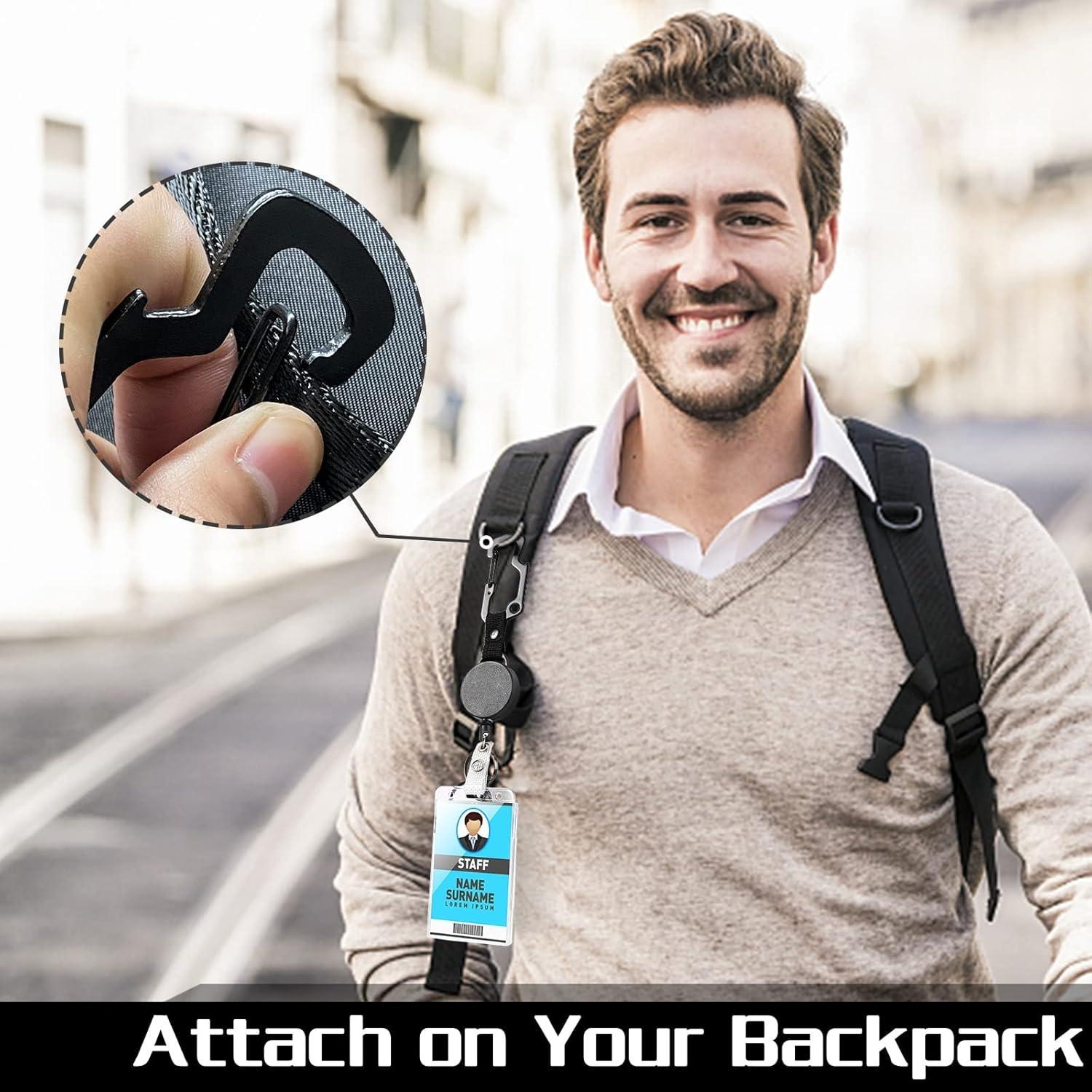 Lanyard Retráctil DELSWIN con Carabiner y Soporte para 2 Tarjetas