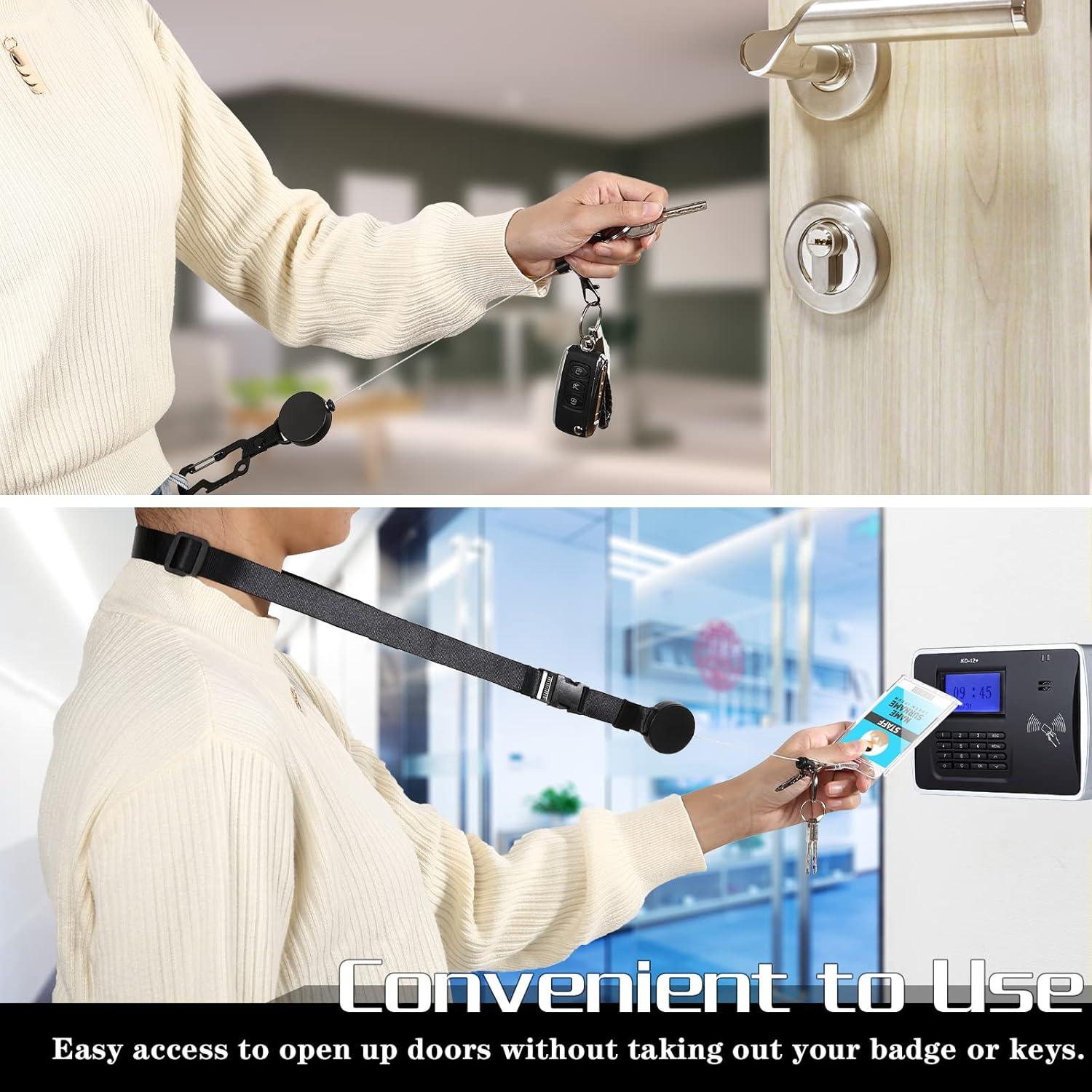 Lanyard Retráctil DELSWIN con Carabiner y Soporte para 2 Tarjetas