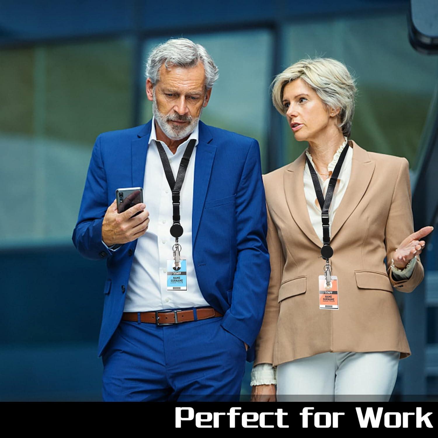 Lanyard Retráctil DELSWIN con Carabiner y Soporte para 2 Tarjetas