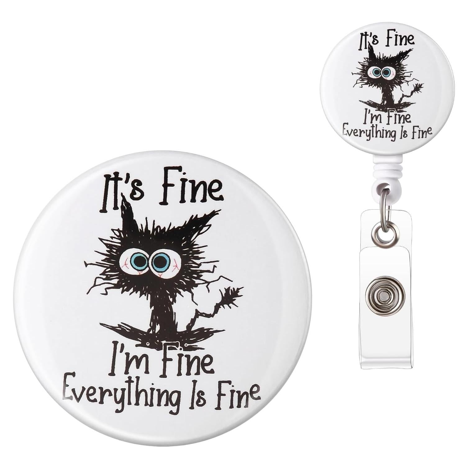 Reel Retráctil de Insignia ITOKEY Gato Quemado 3cm 60cm