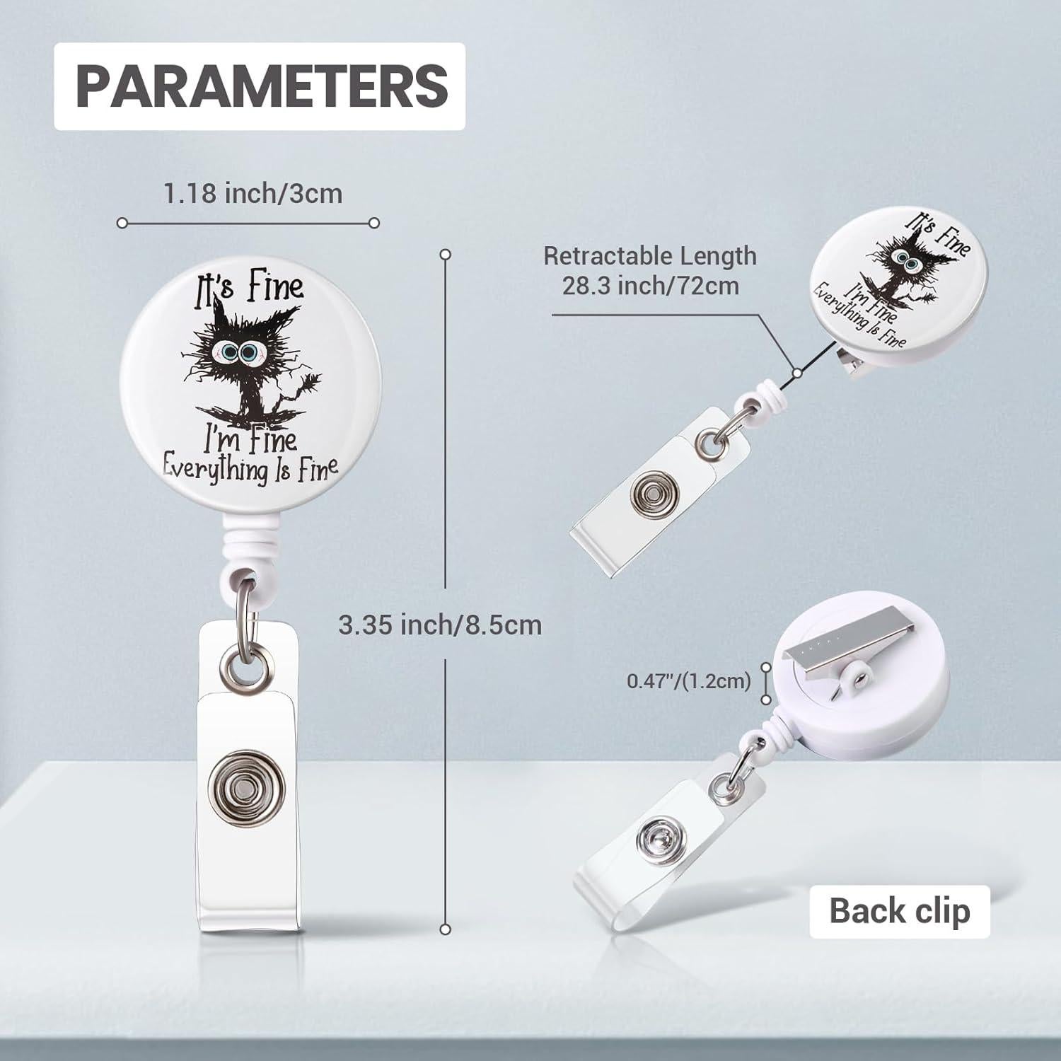 Reel Retráctil de Insignia ITOKEY Gato Quemado 3cm 60cm