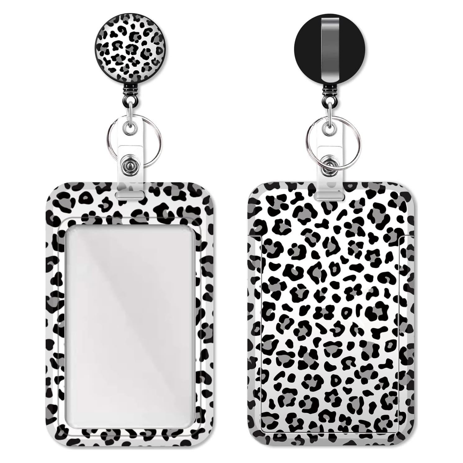 Porta Credenciales Retráctil Coaott Leopardo de Nieve