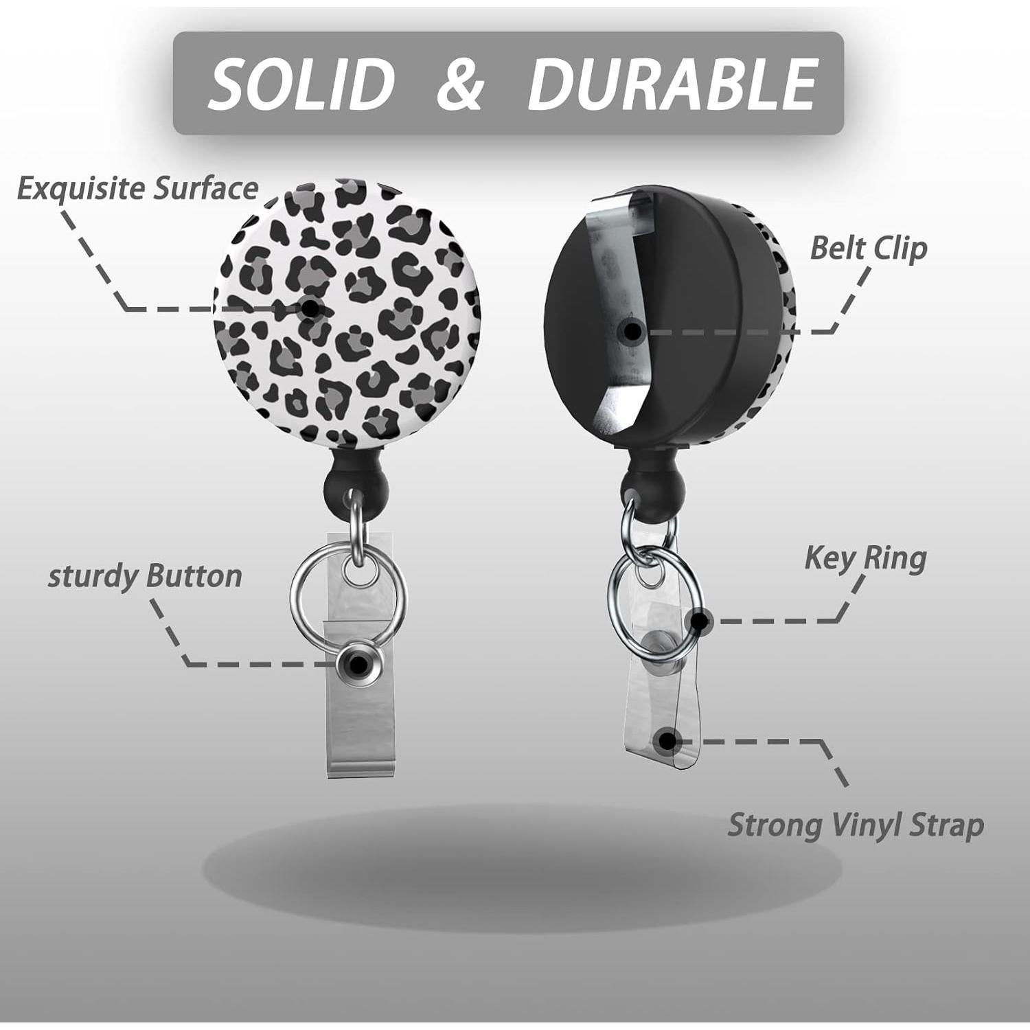 Porta Credenciales Retráctil Coaott Leopardo de Nieve