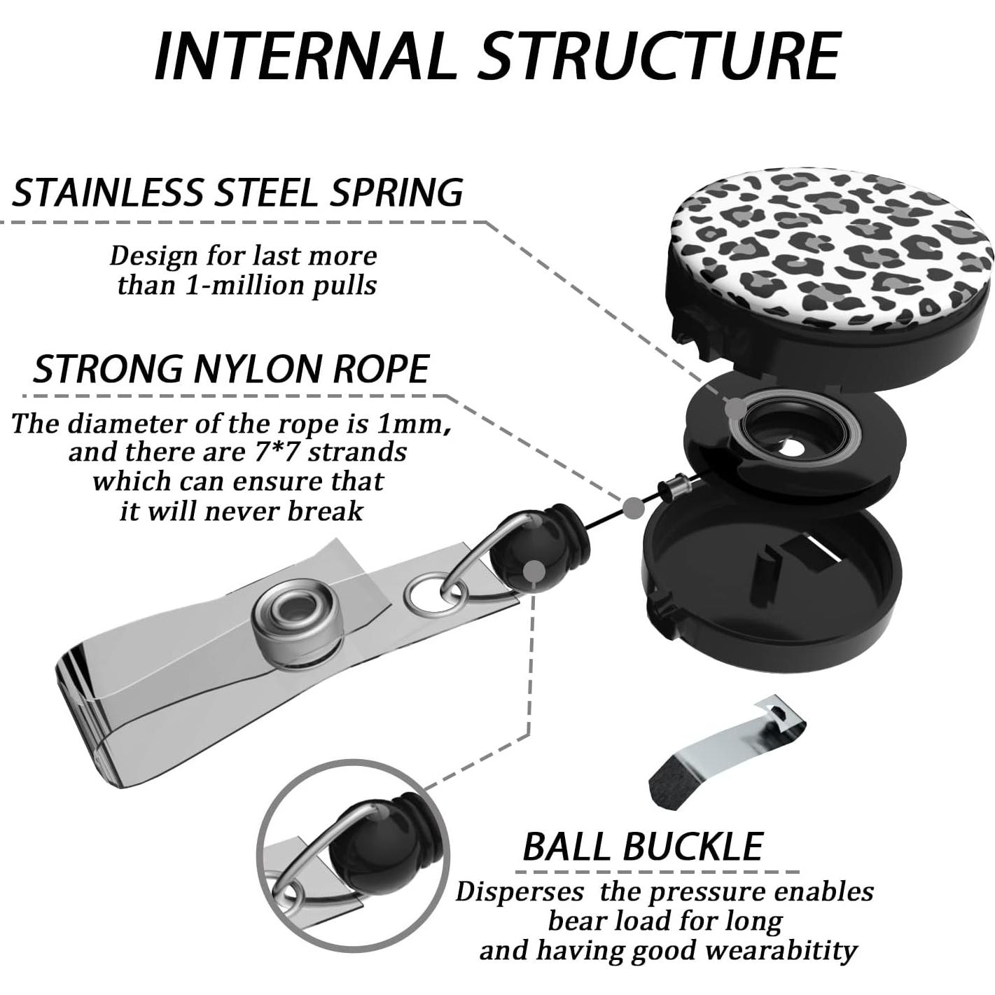 Porta Credenciales Retráctil Coaott Leopardo de Nieve
