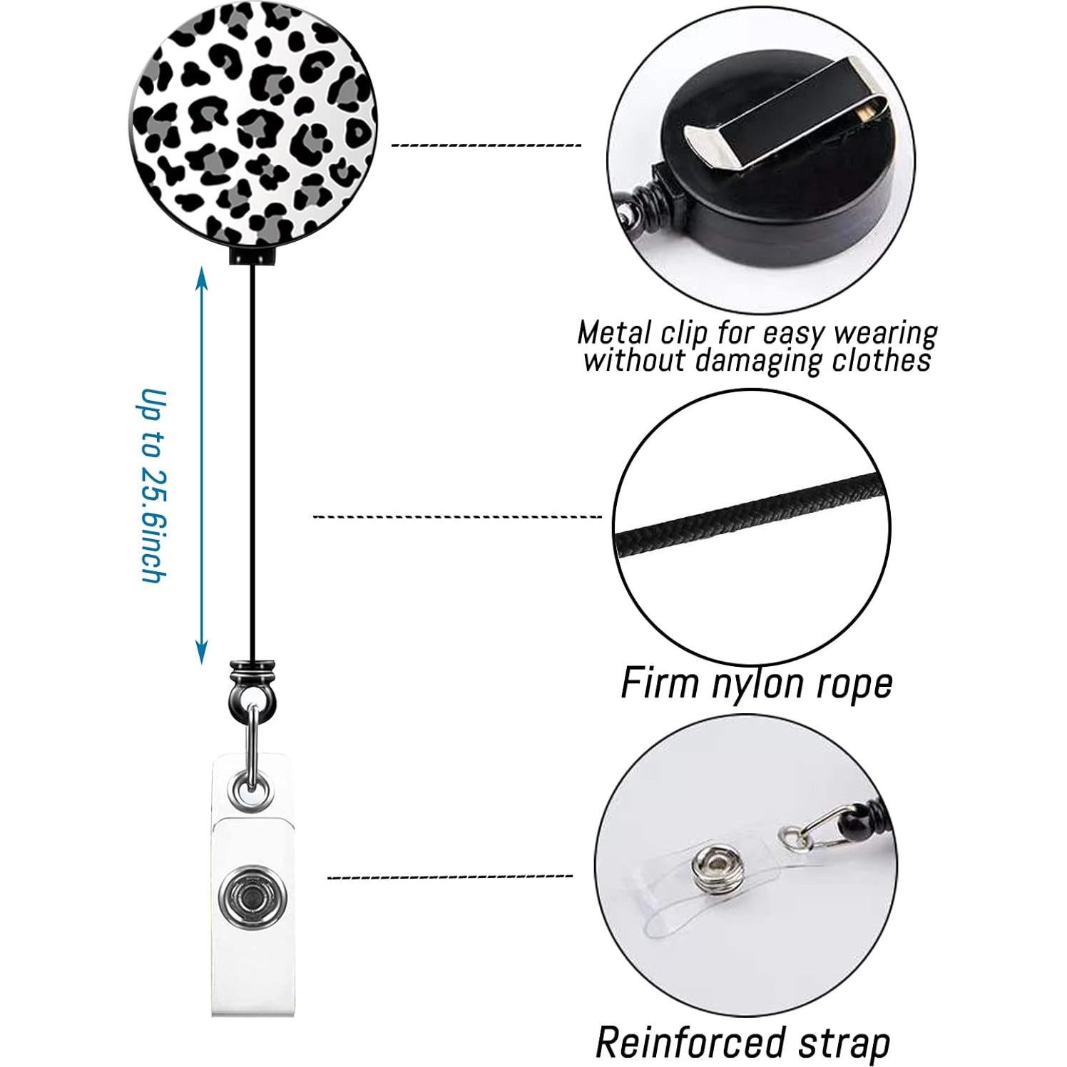 Porta Credenciales Retráctil Coaott Leopardo de Nieve