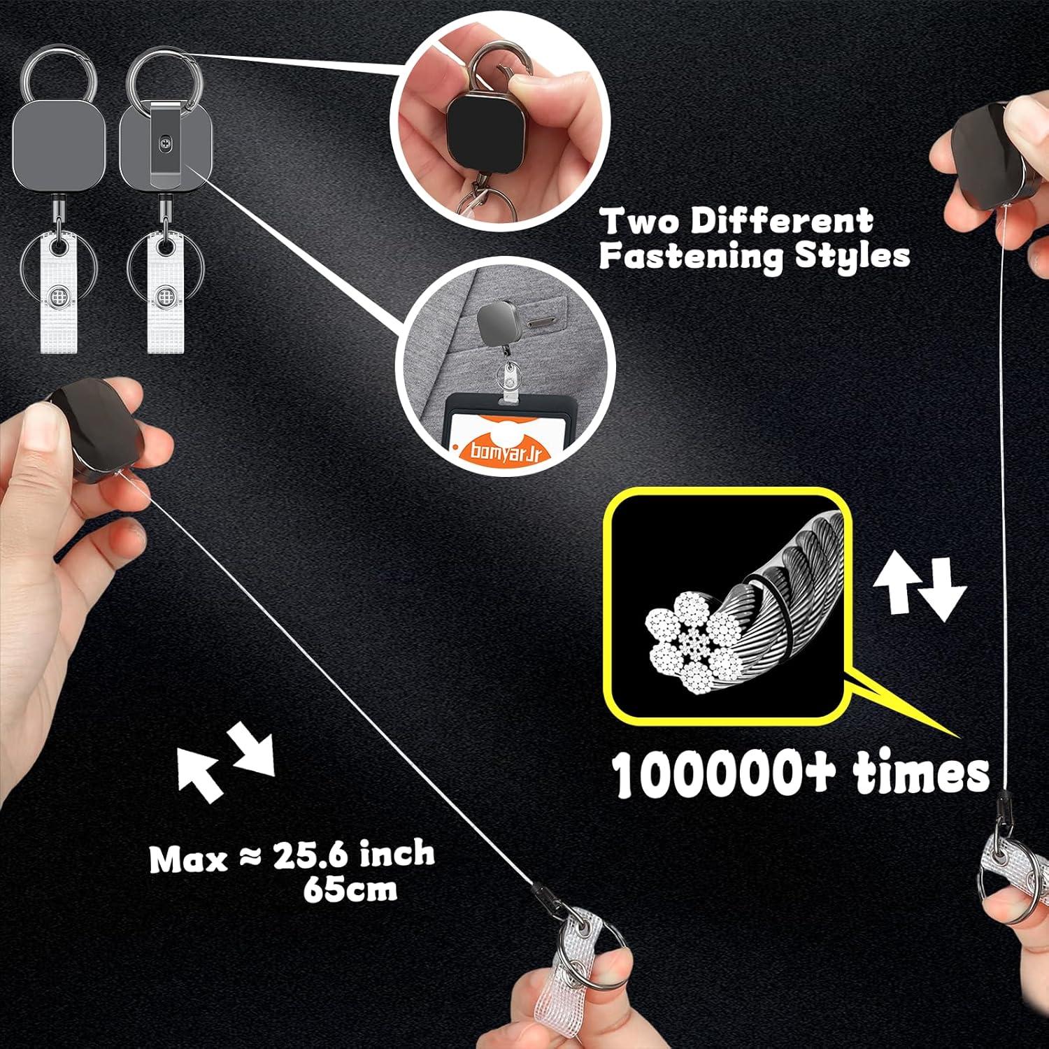 Juego de 2 llaveros retráctiles metal BomyarJr 65 cm