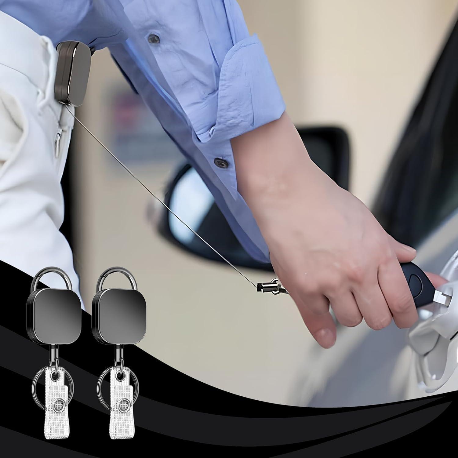 Juego de 2 llaveros retráctiles metal BomyarJr 65 cm