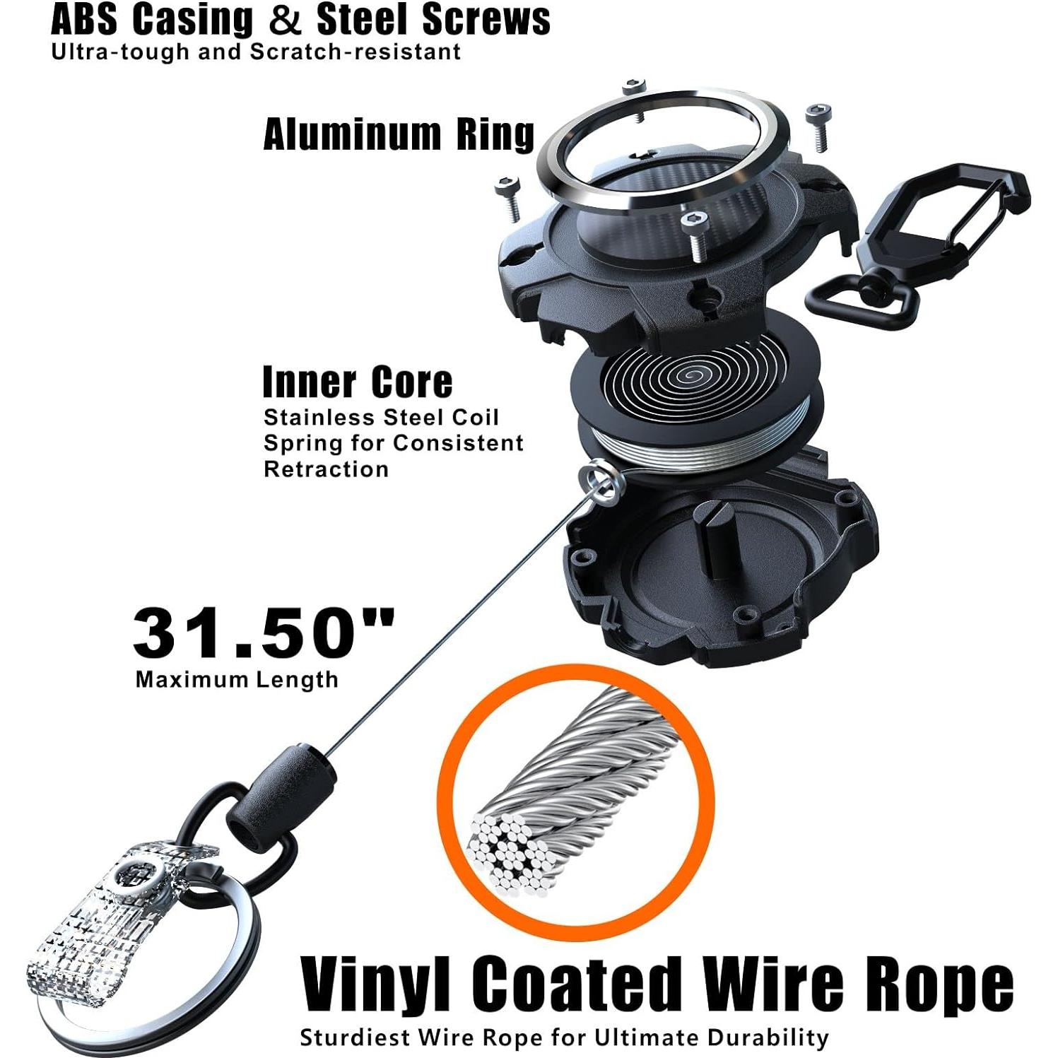 Soporte de Insignia Retráctil LIUGX con Llavero 80 cm 4 Tarjetas