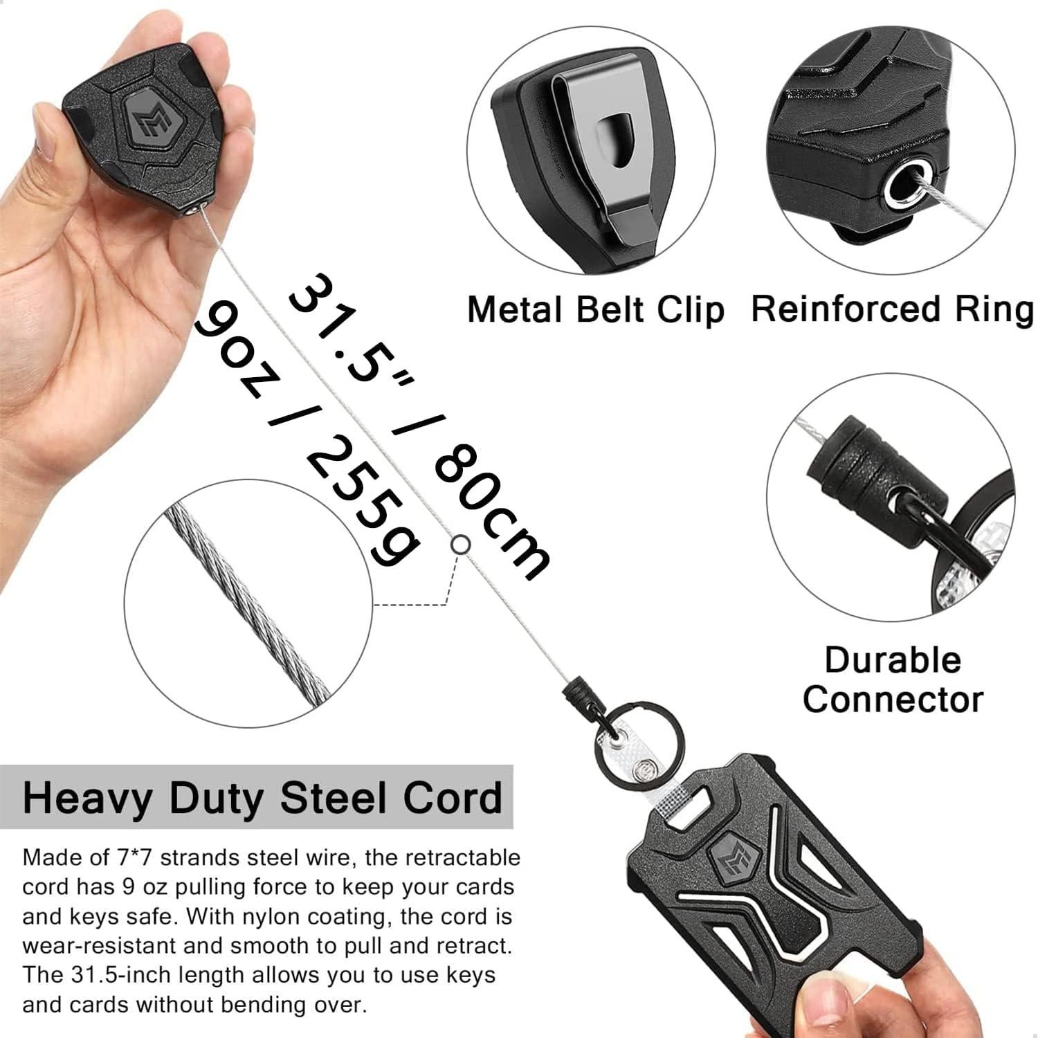 Soporte Retráctil para Insignias MNGARISTA Negro 80 cm 0.25 kg