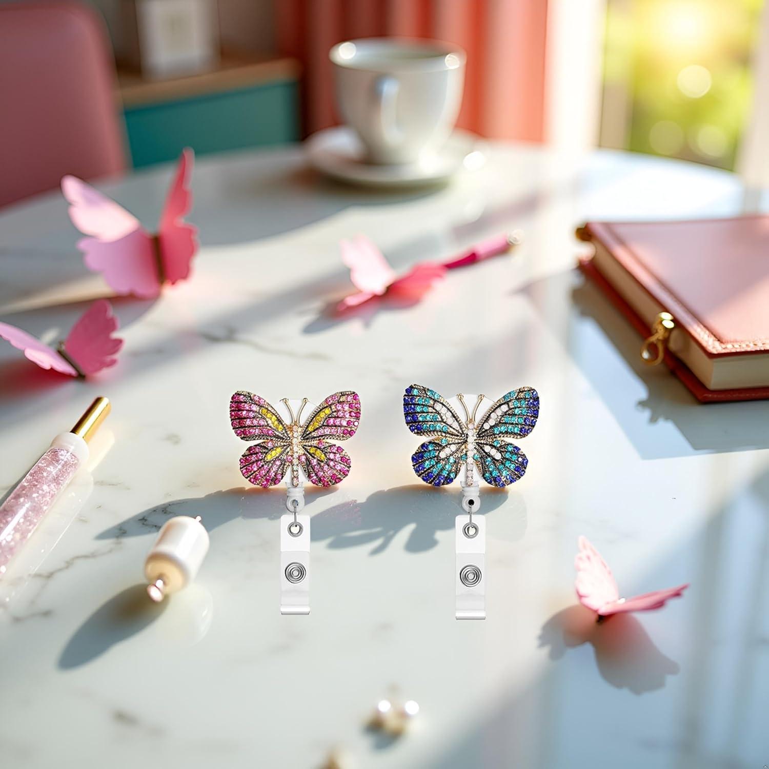 Portadores de Insignia Retráctiles WLngtv con Diseño Mariposa