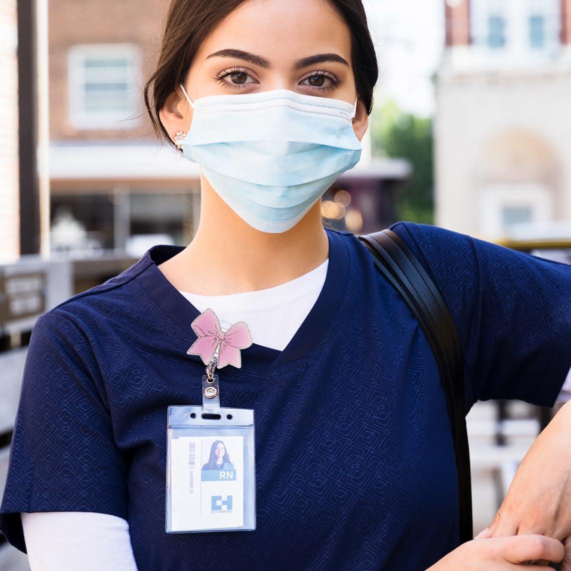 Reel de Insignia Retráctil CELOKIY Rosa con Clip 60 cm