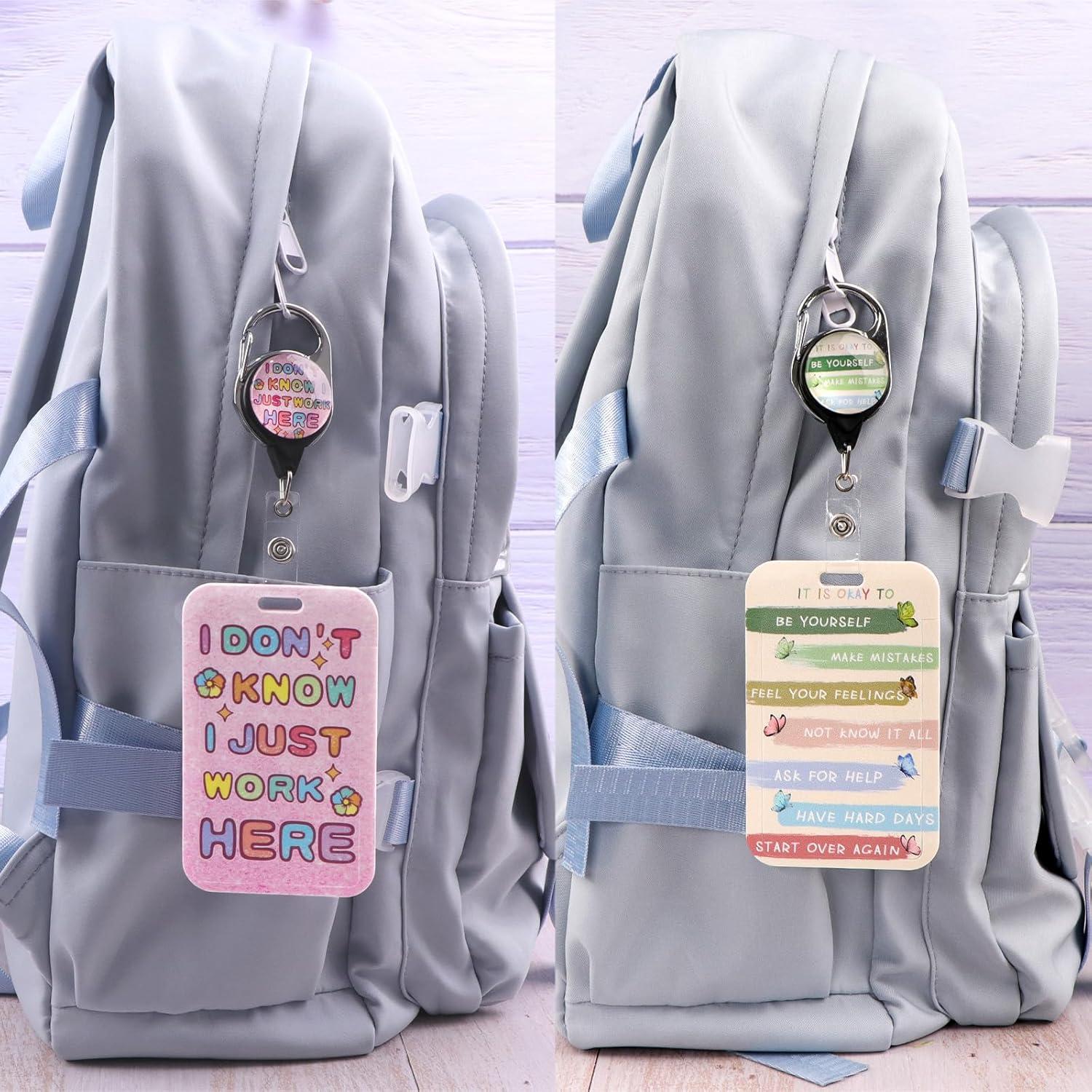 Porta Tarjetas Retráctil Rosa Beemorita con Clip Mosquetón