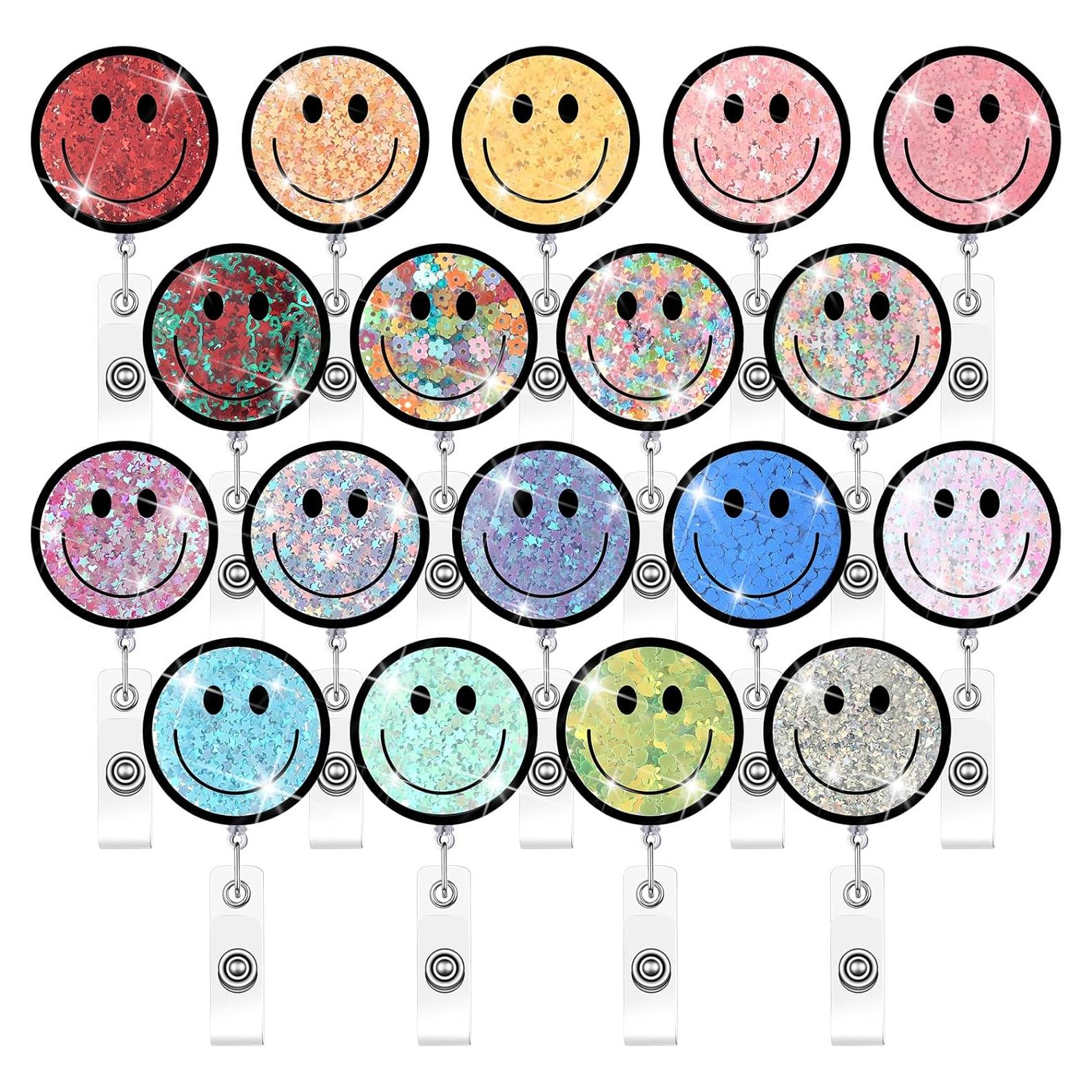 18 Portatarjetas Retráctiles Glenmal con Carita Sonriente