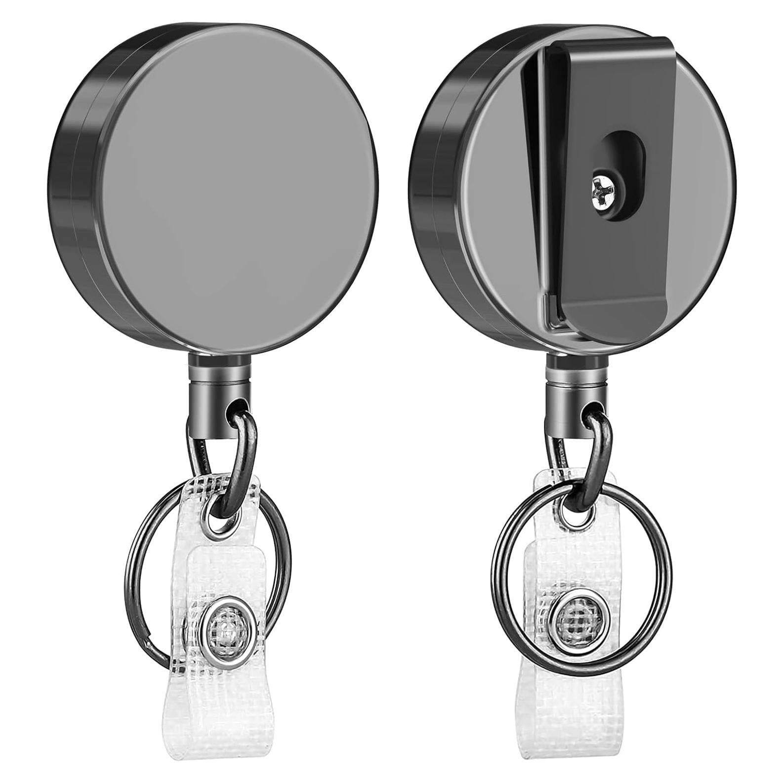 KTRIO 2 Pack Portatarjetas Retráctiles Metal Negro 61 cm