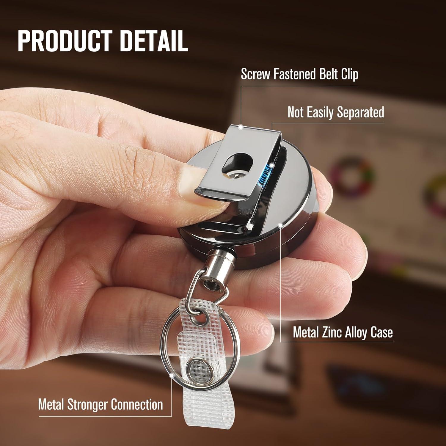 KTRIO 2 Pack Portatarjetas Retráctiles Metal Negro 61 cm