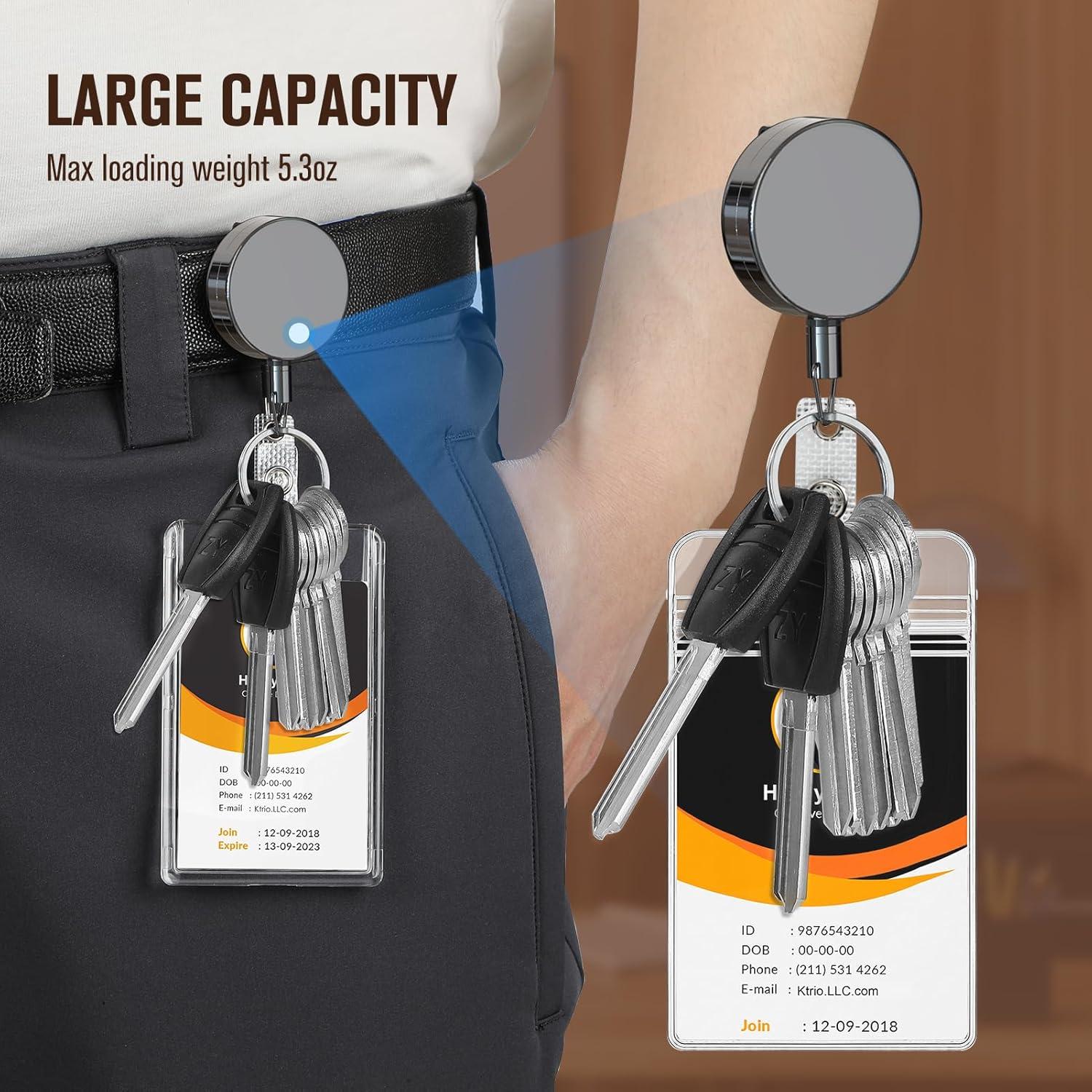 KTRIO 2 Pack Portatarjetas Retráctiles Metal Negro 61 cm