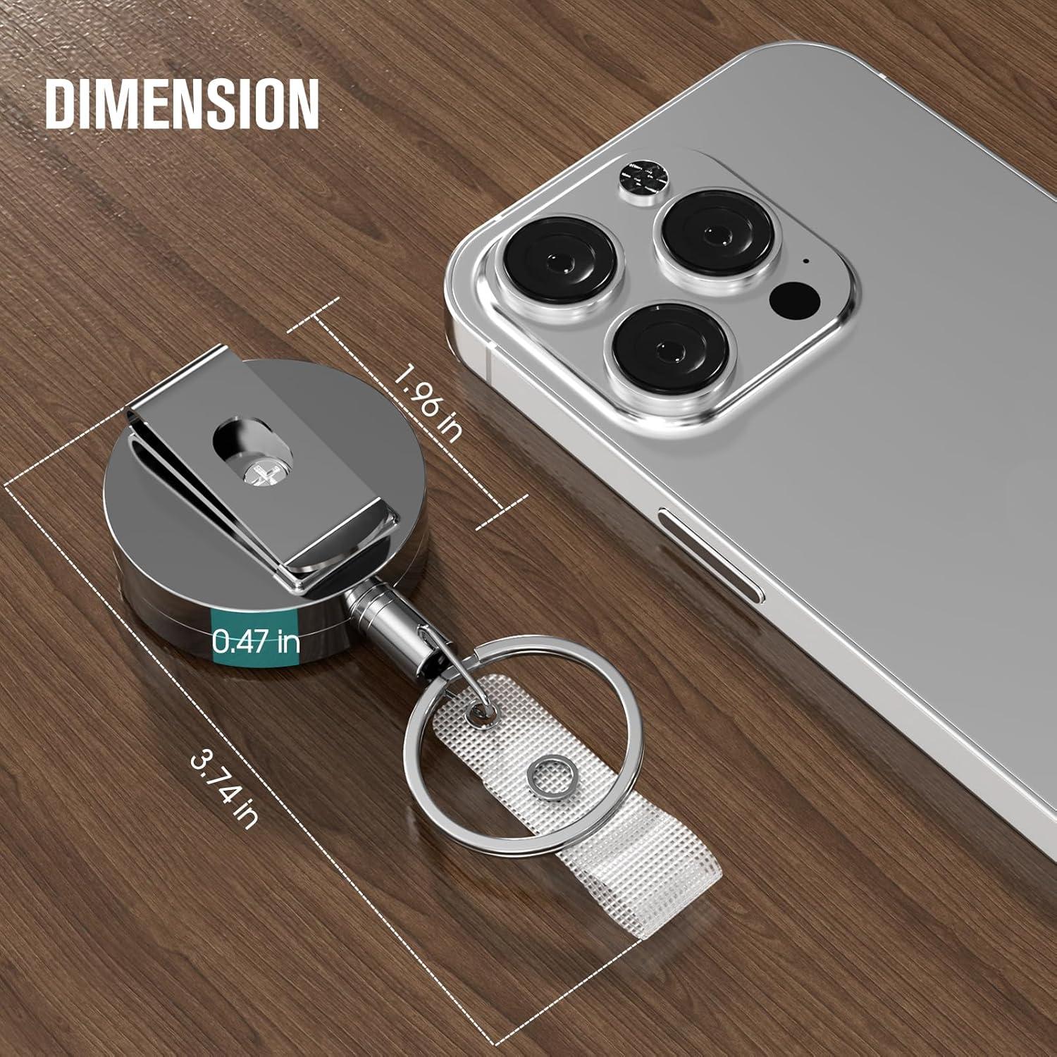 KTRIO 2 Pack Portatarjetas Retráctiles Metal Negro 61 cm