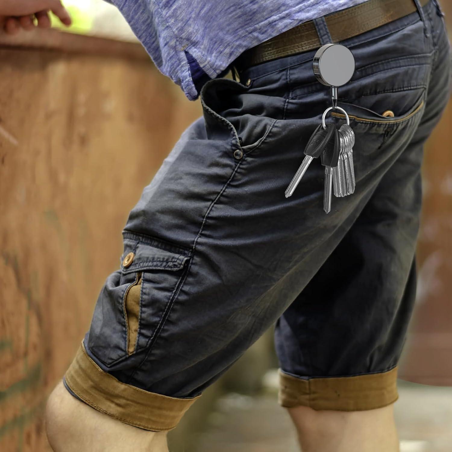 KTRIO 2 Pack Portatarjetas Retráctiles Metal Negro 61 cm