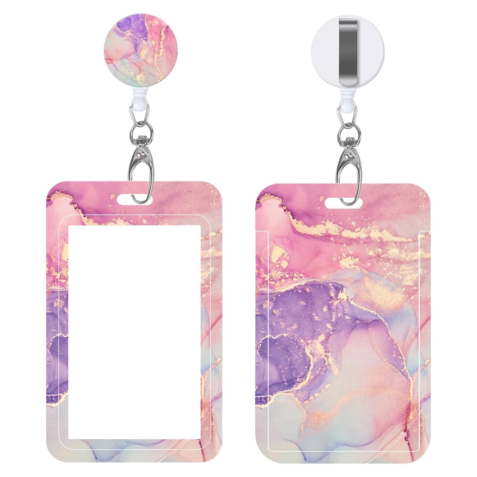 Reel de Insignia Retráctil BILLTEFUL H-mármol Púrpura Rosa