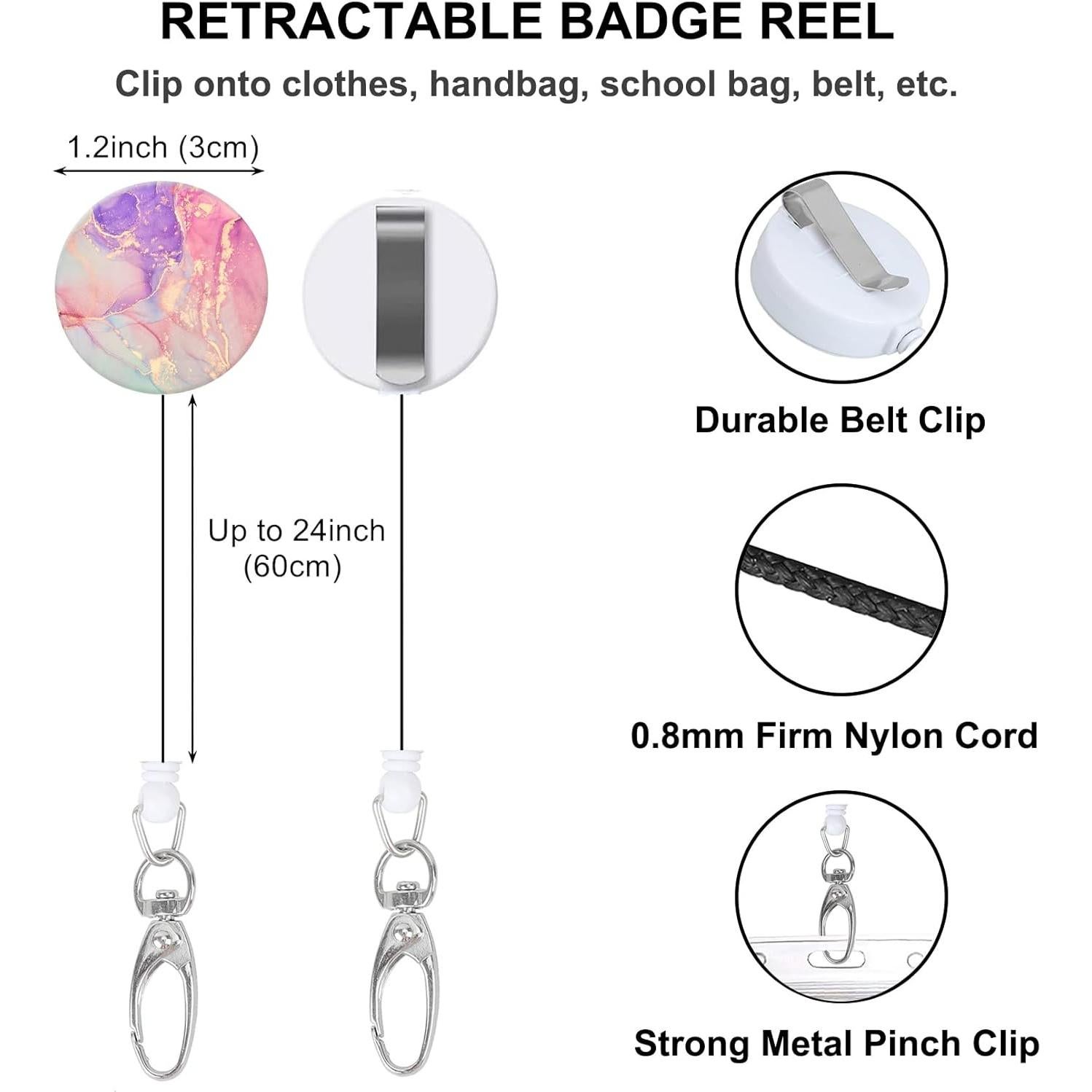 Reel de Insignia Retráctil BILLTEFUL H-mármol Púrpura Rosa