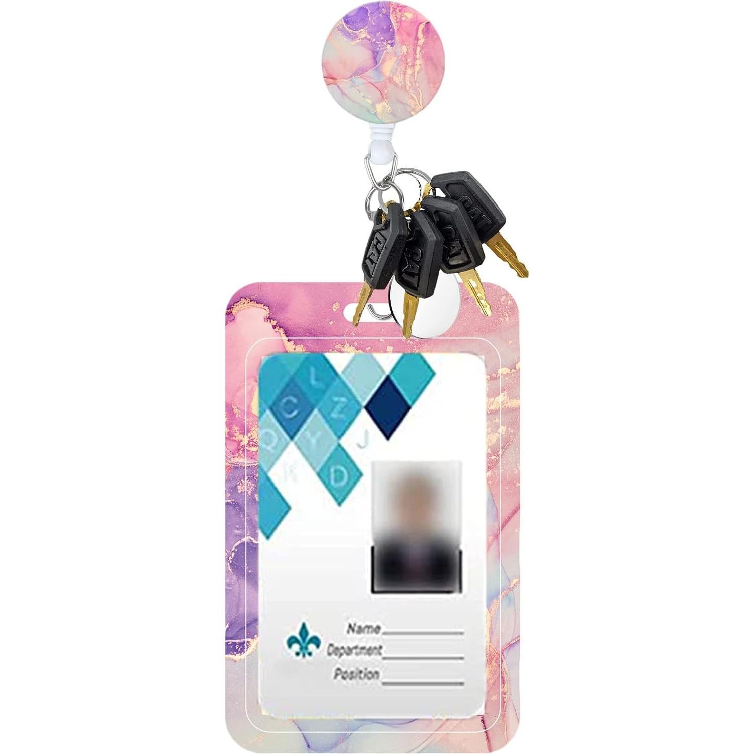 Reel de Insignia Retráctil BILLTEFUL H-mármol Púrpura Rosa