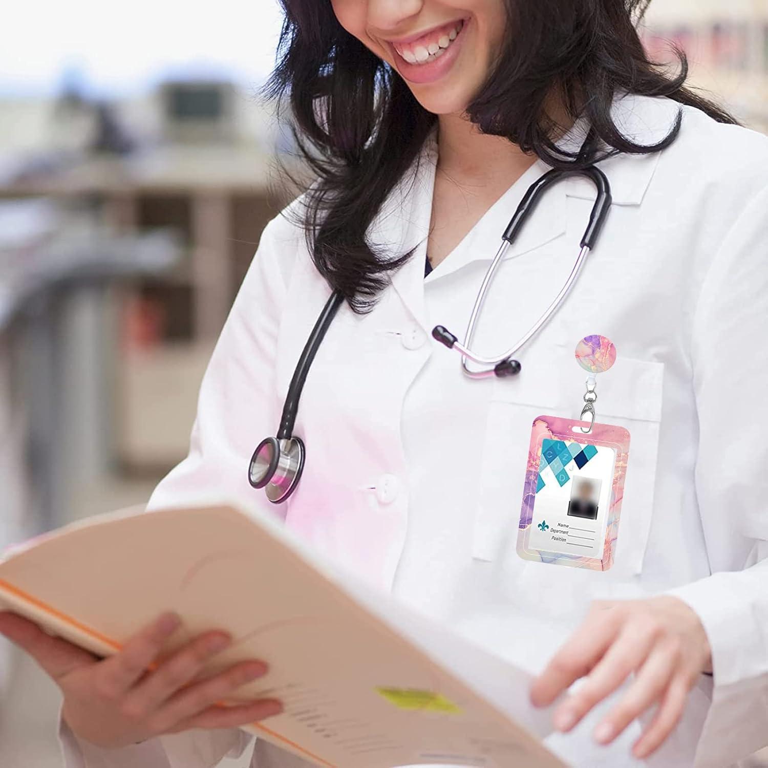 Reel de Insignia Retráctil BILLTEFUL H-mármol Púrpura Rosa