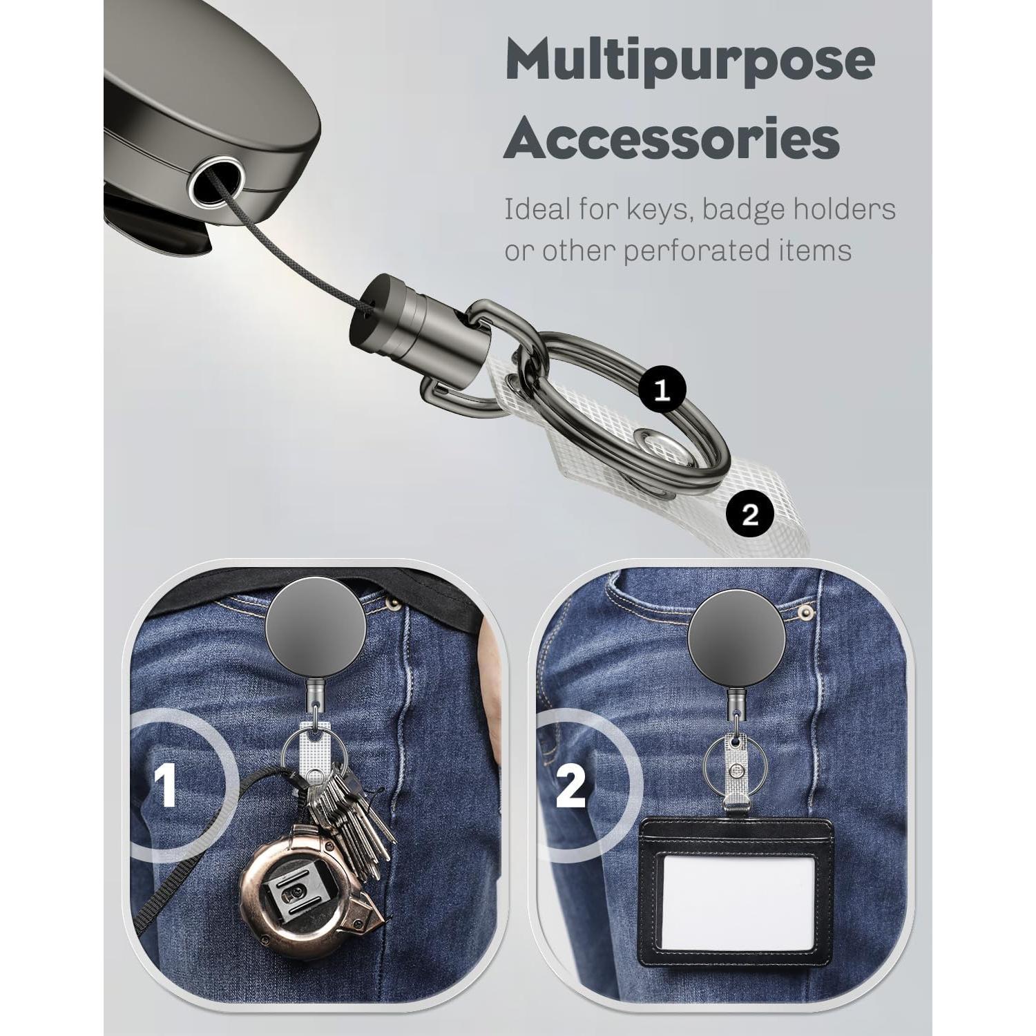 Llavero Retráctil Uniclife 2 Paquete Metal 69.85 cm Nylon