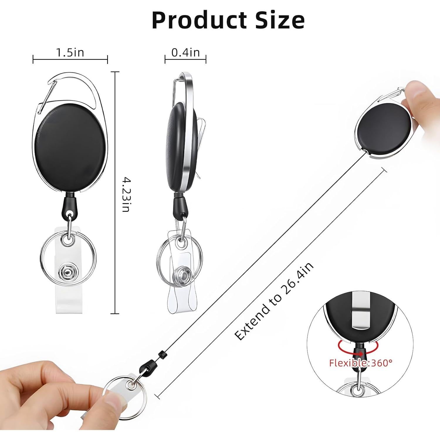 72 Clips Porta Insignias Retráctiles Liubeili para ID Negro