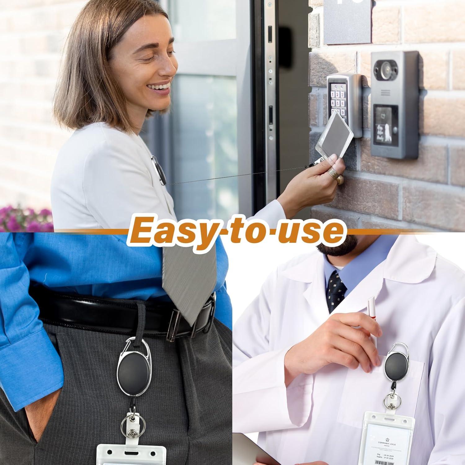 72 Clips Porta Insignias Retráctiles Liubeili para ID Negro