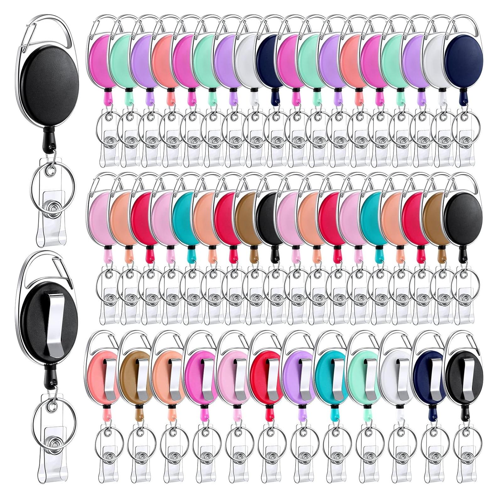 Kacctyen 150 Clips de Insignia Retráctiles Coloridos 10.5x4 cm