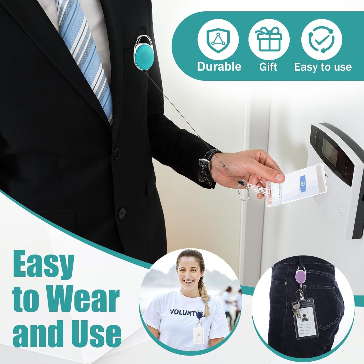 Kacctyen 150 Clips de Insignia Retráctiles Coloridos 10.5x4 cm