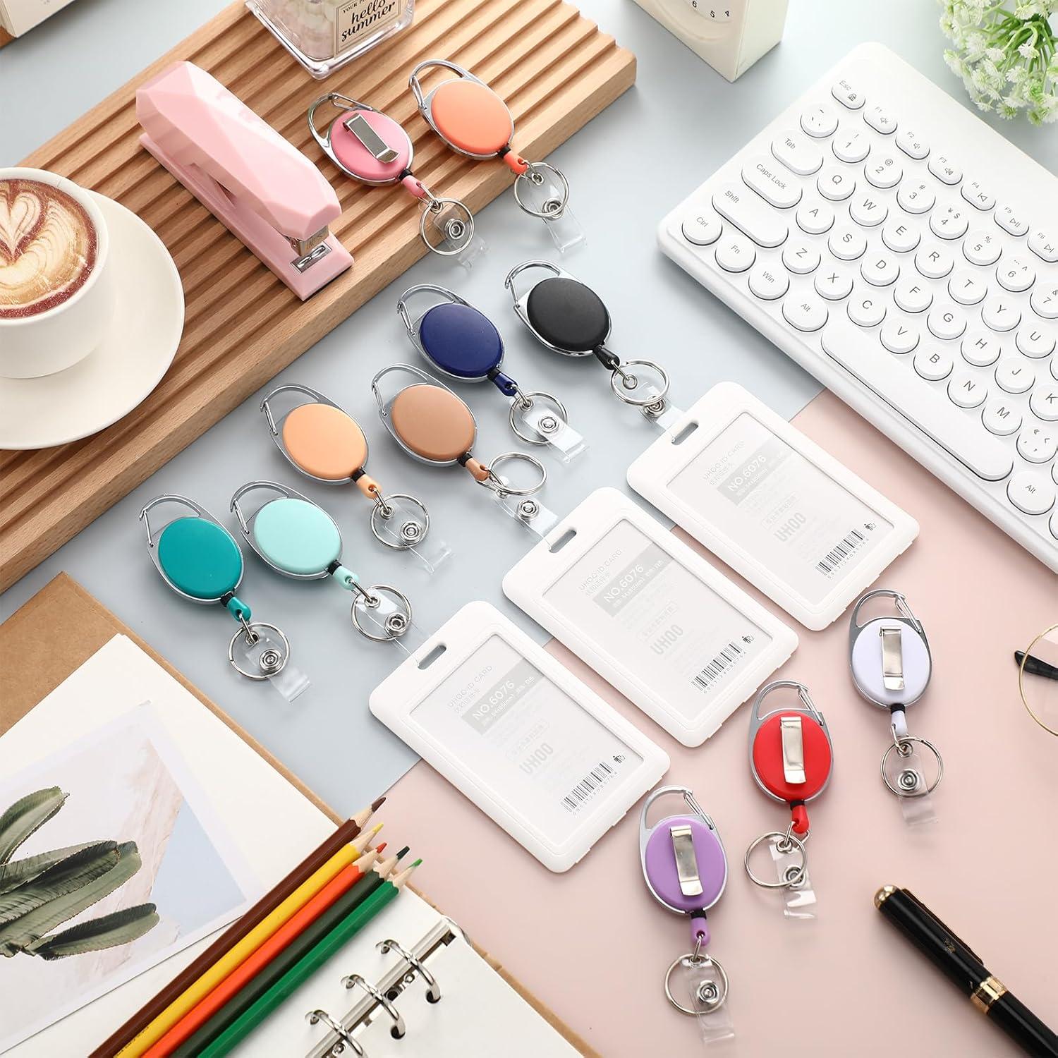 Kacctyen 150 Clips de Insignia Retráctiles Coloridos 10.5x4 cm