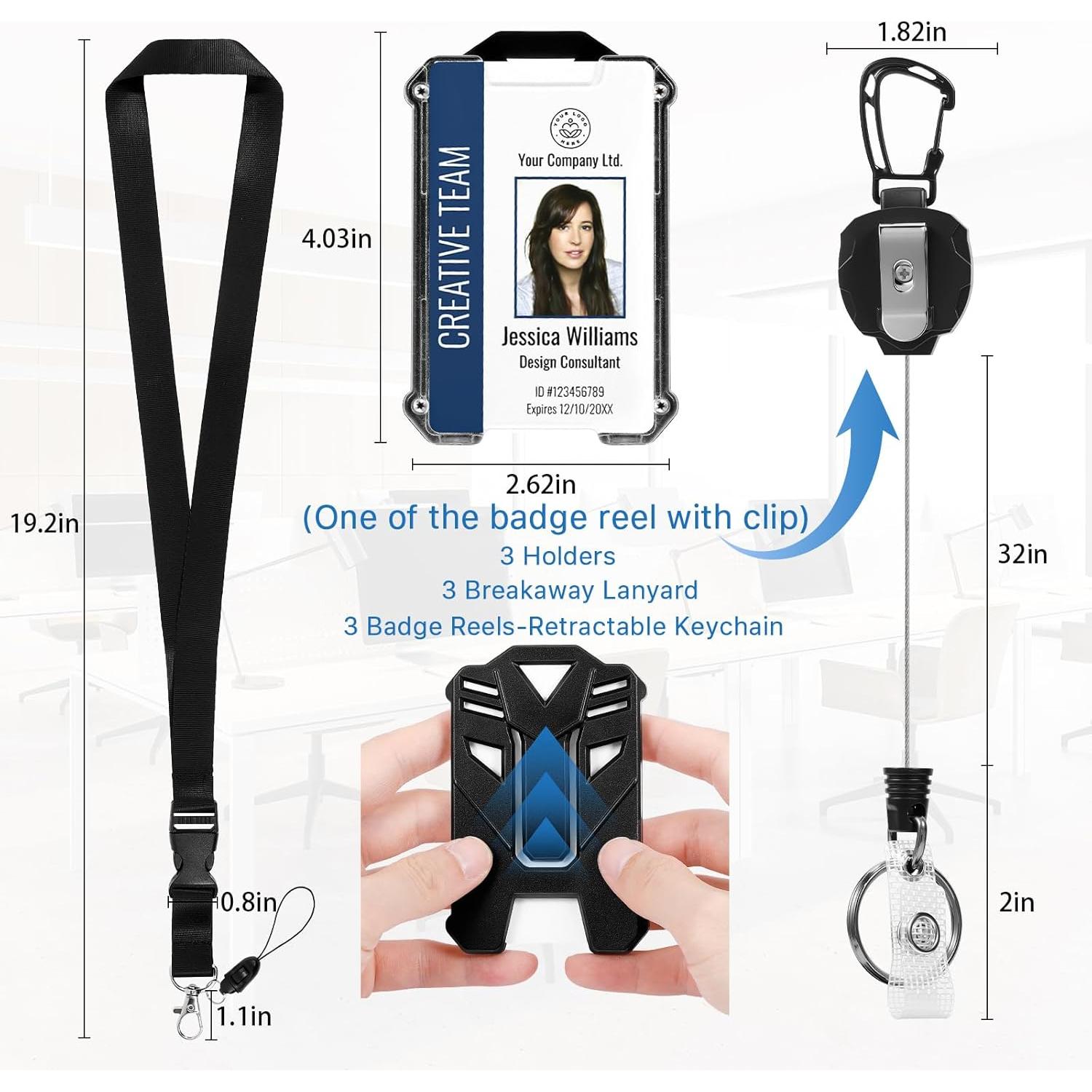 Portatarjetas retráctil L-Rover 7777 con 3 cordones de seguridad