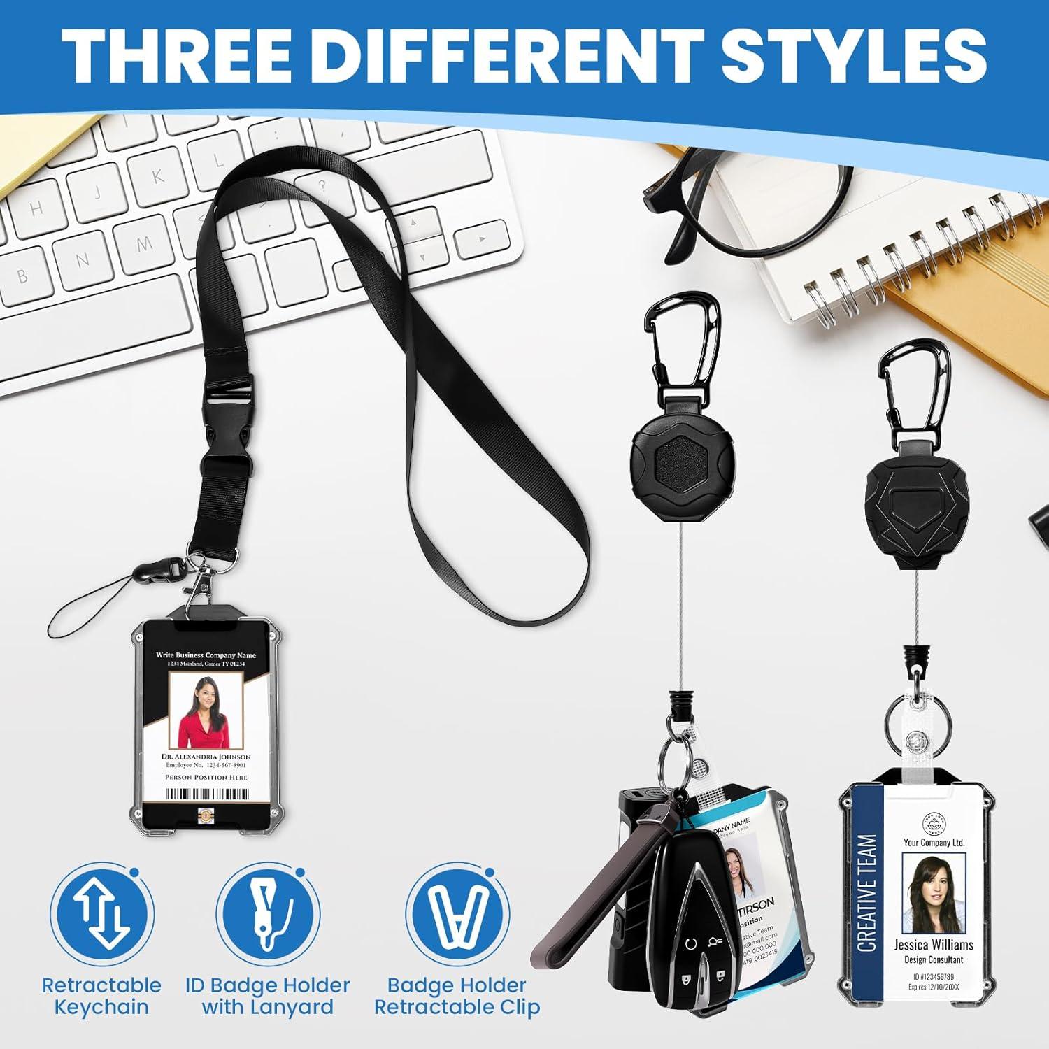 Portatarjetas retráctil L-Rover 7777 con 3 cordones de seguridad