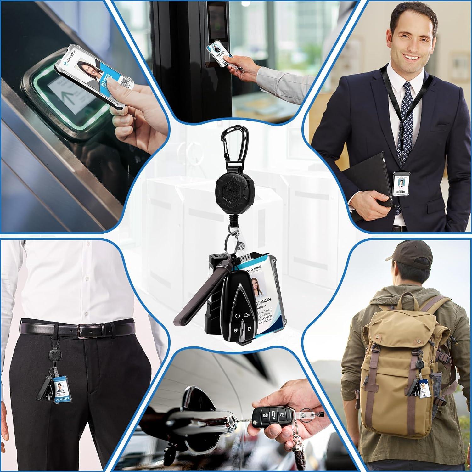 Portatarjetas retráctil L-Rover 7777 con 3 cordones de seguridad