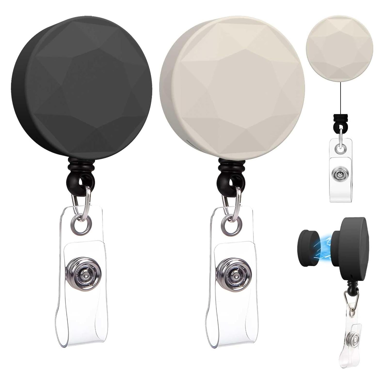 Portatarjetas Magnético Retráctil HKNR - 2 Pcs Negro y Beige