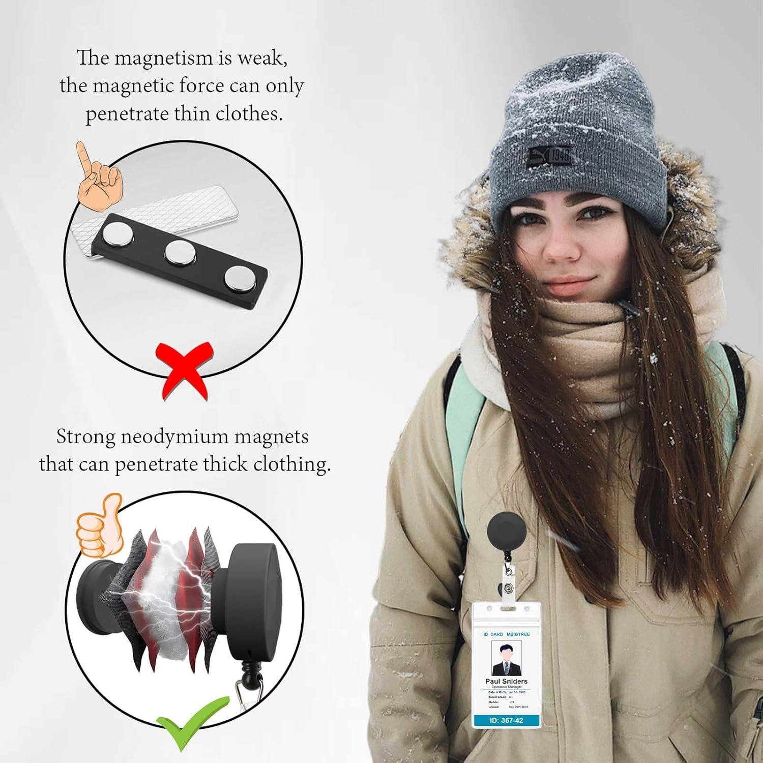 Portatarjetas Magnético Retráctil HKNR - 2 Pcs Negro y Beige