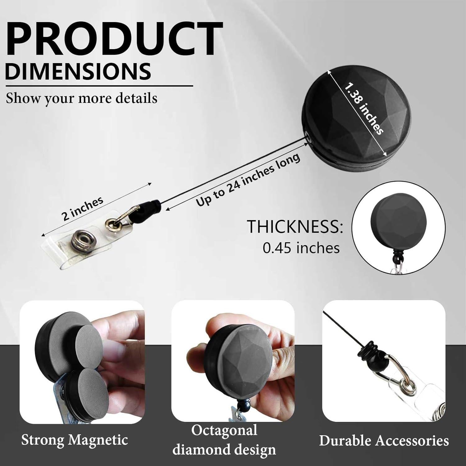 Portatarjetas Magnético Retráctil HKNR - 2 Pcs Negro y Beige