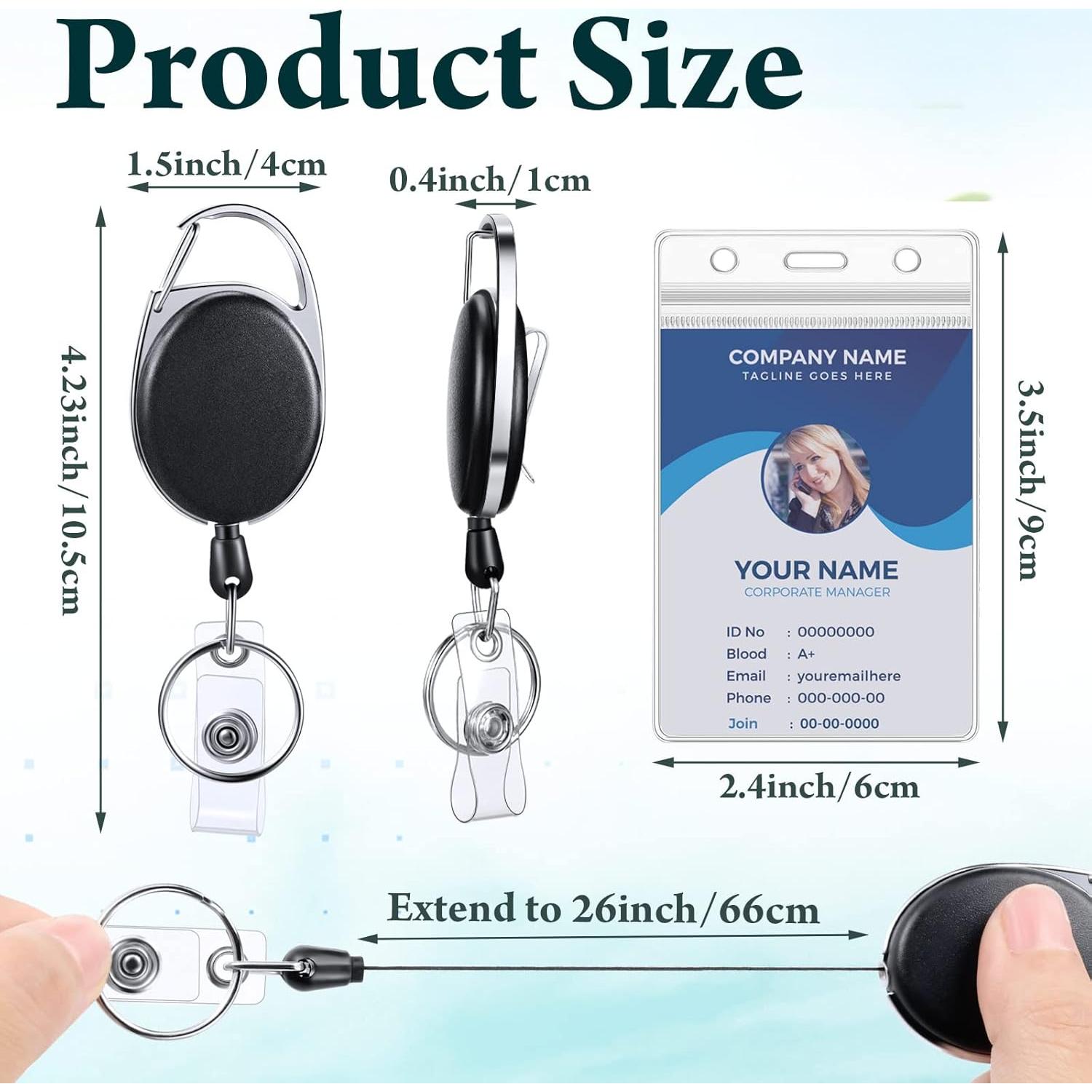 Soporte Retráctil de Insignia Laumoi con Clip y Fundas 60 Pzas