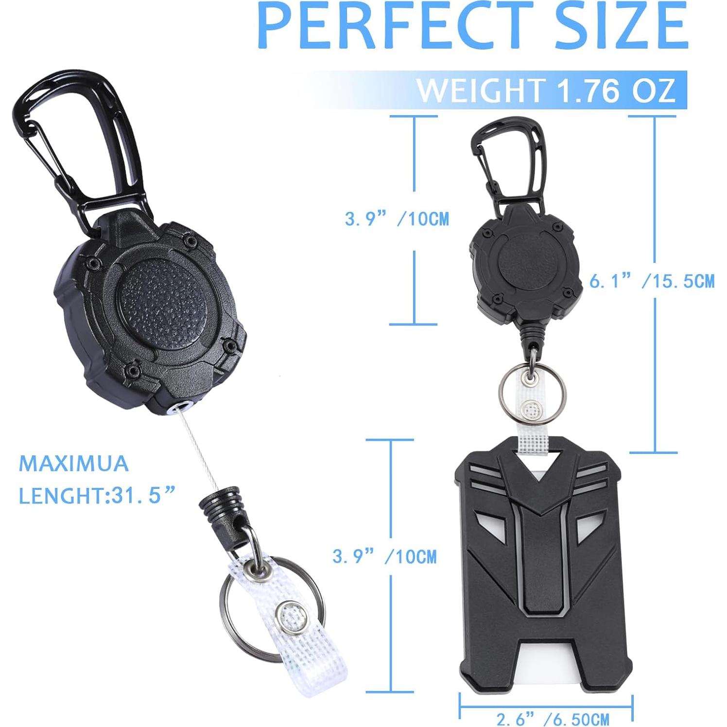 Portatarjetas Retráctil XAMEHA Negro con Clip y Llavero 80 cm