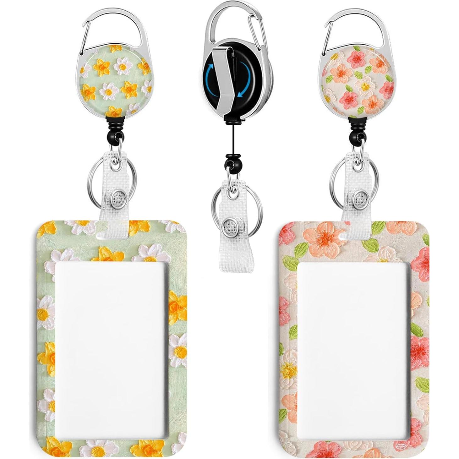 2 Portatarjetas de Identificación Rcmyll con Clip Retráctil