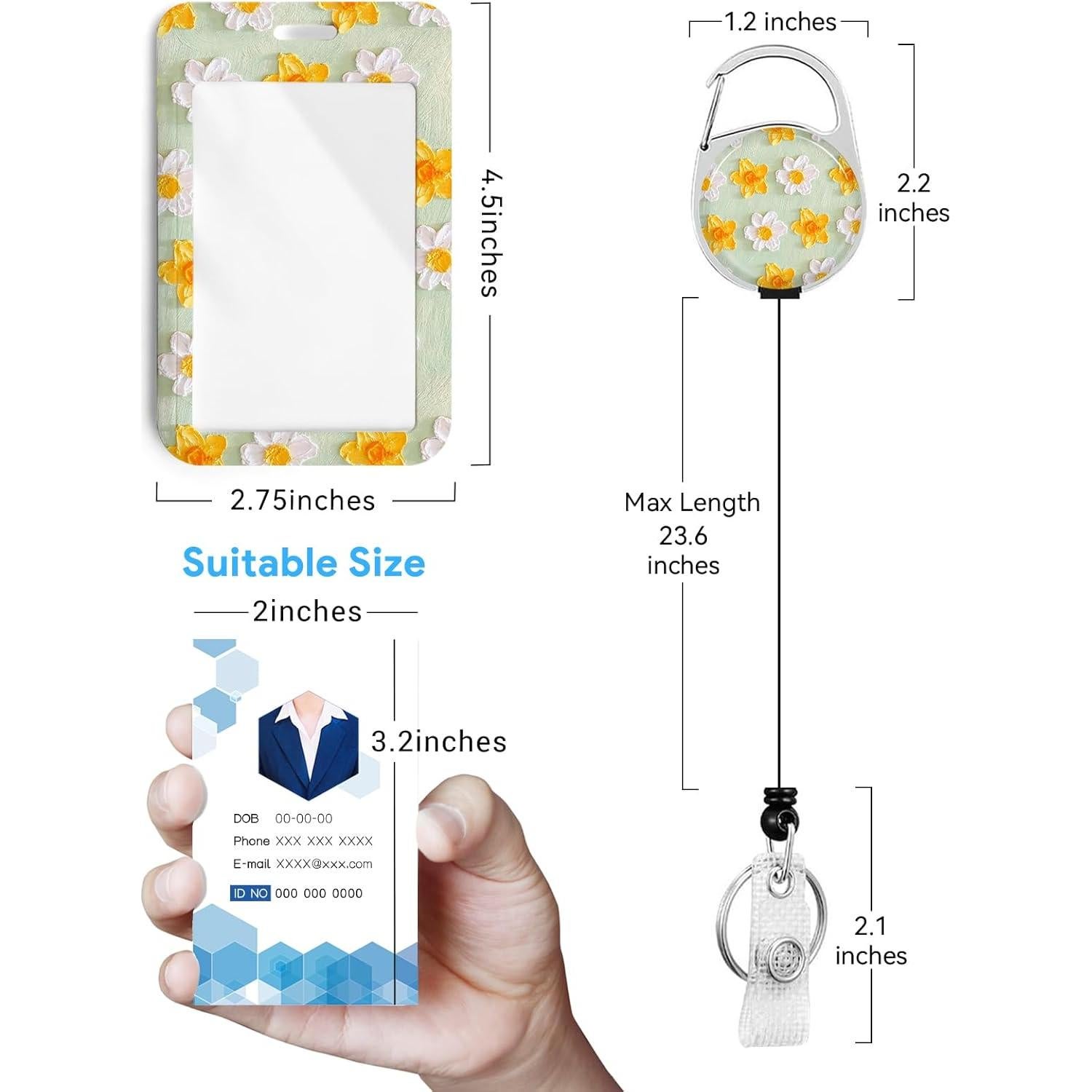 2 Portatarjetas de Identificación Rcmyll con Clip Retráctil