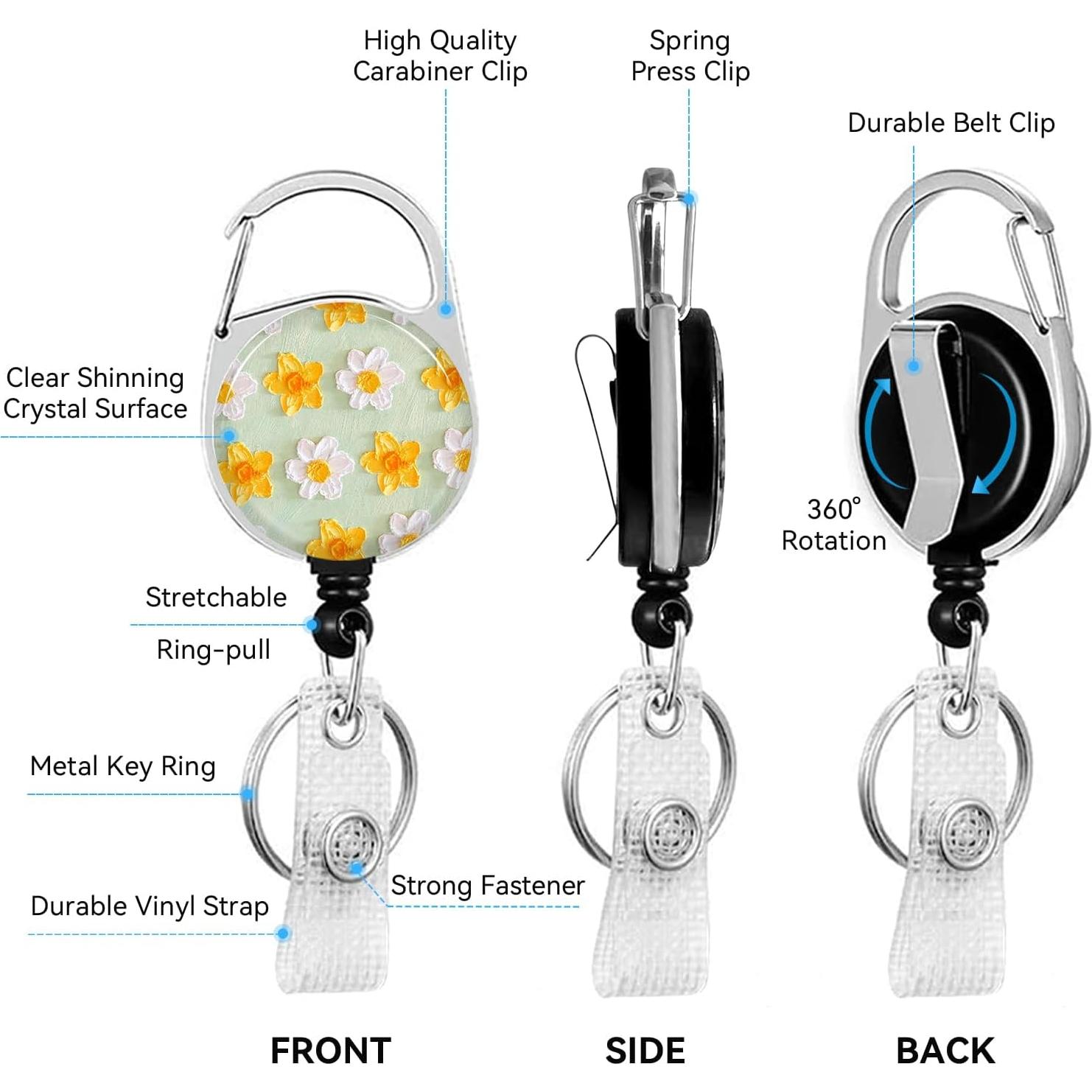 2 Portatarjetas de Identificación Rcmyll con Clip Retráctil