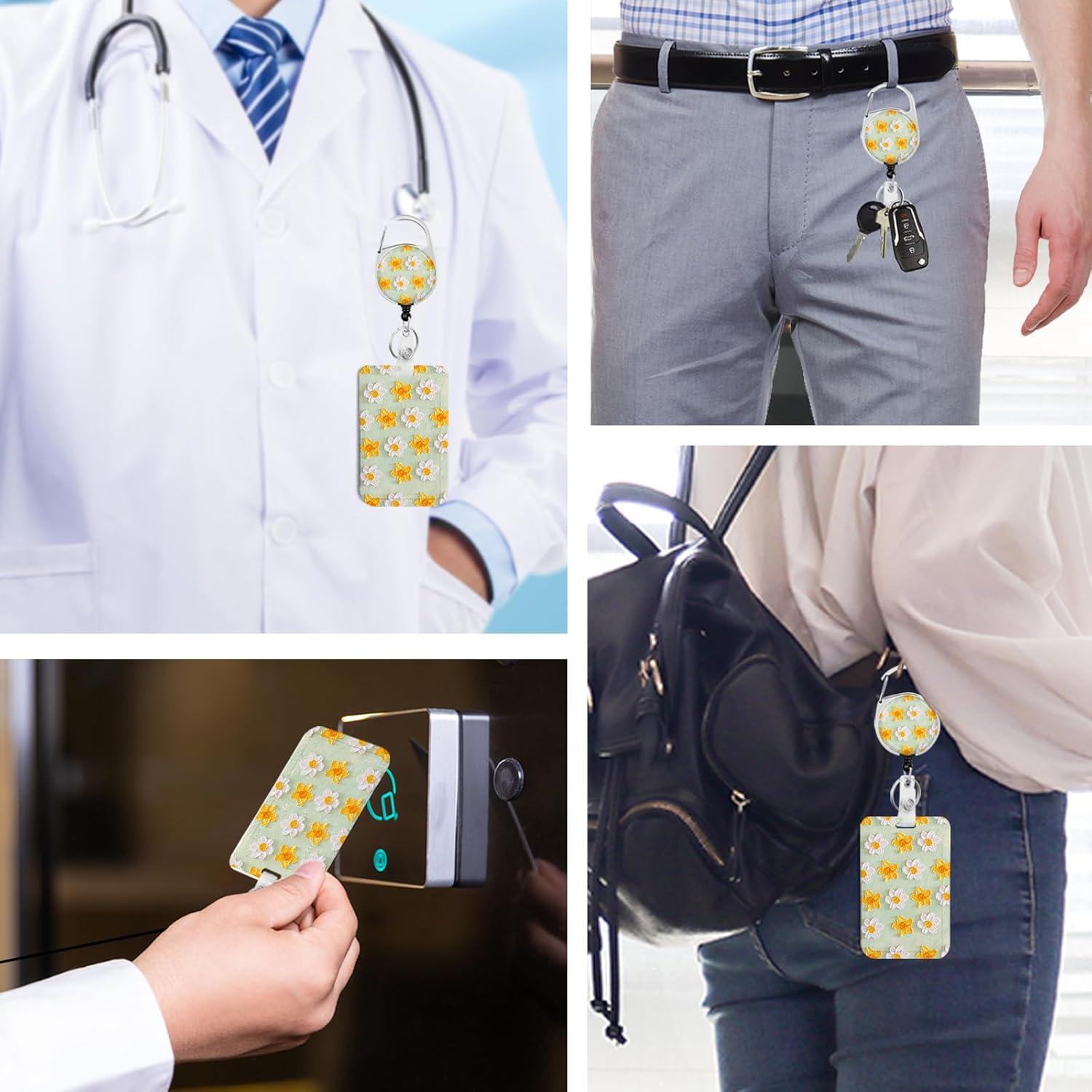 2 Portatarjetas de Identificación Rcmyll con Clip Retráctil