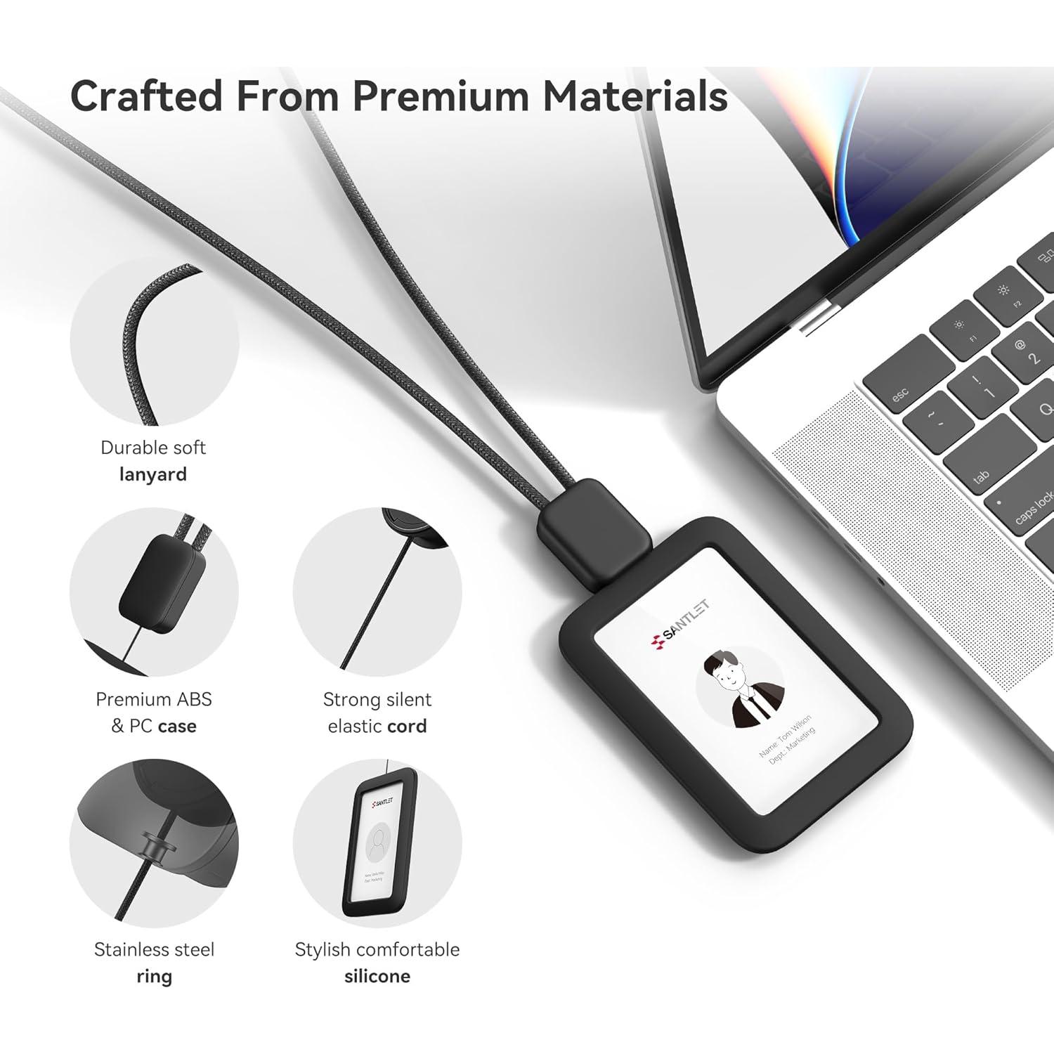 Cinta para Sujetar Identificaciones SANTLET con Funda de Silicona Negra