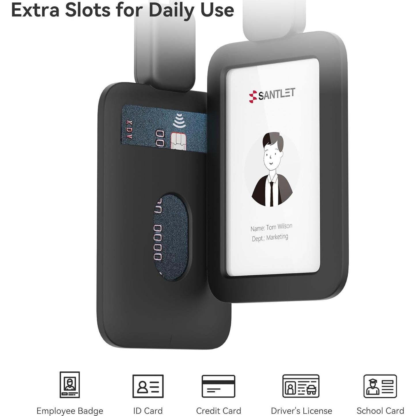 Cinta para Sujetar Identificaciones SANTLET con Funda de Silicona Negra