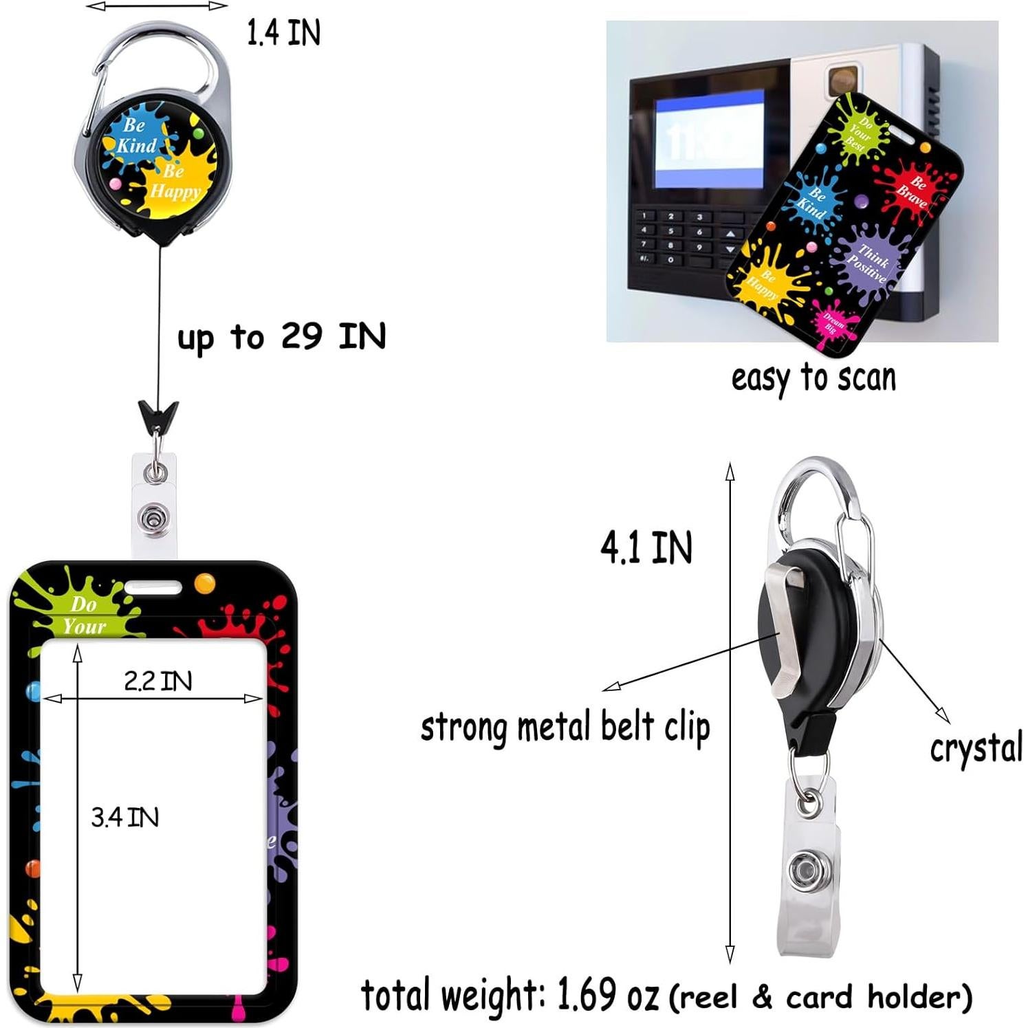 Reel Retráctil de Insignia Beemorita con Soporte ID 73.66 cm