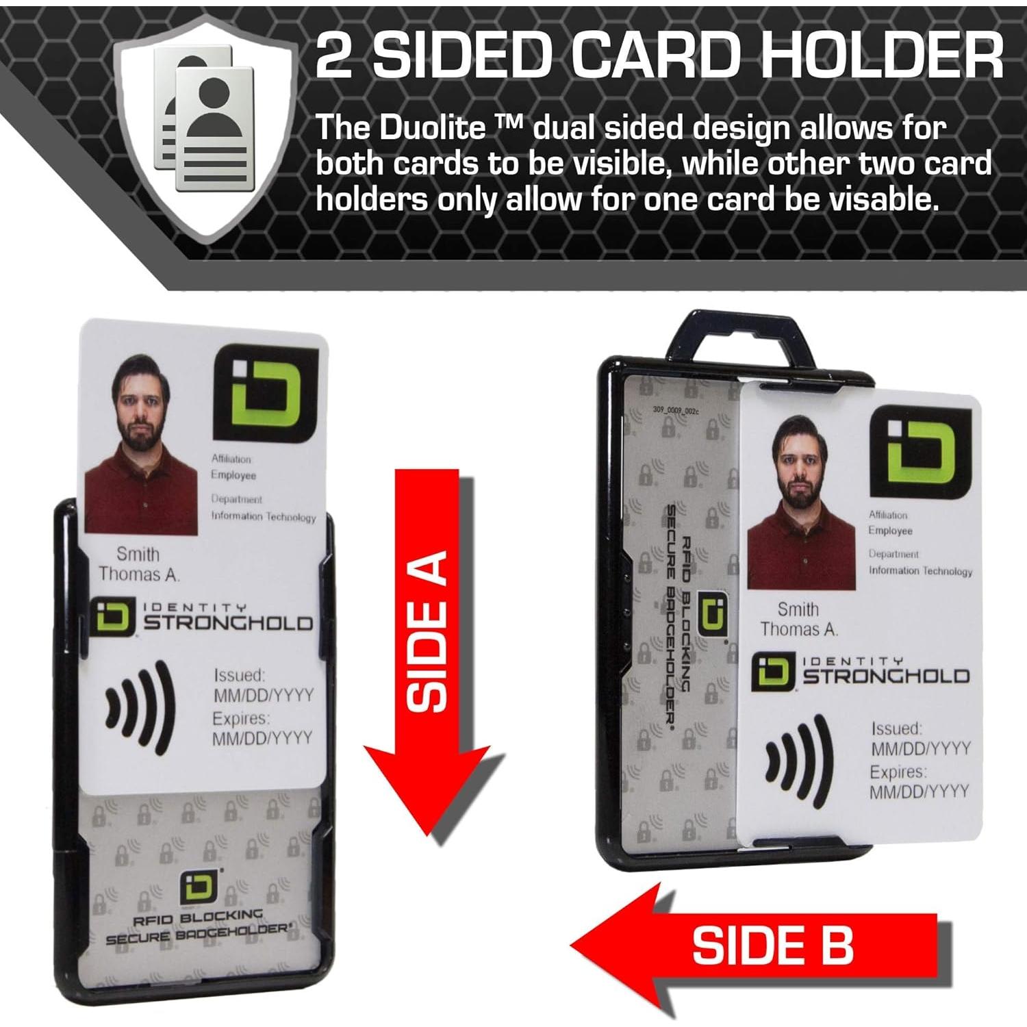 Soporte de Insignia ID Stronghold Duolite Negro - 2 Tarjetas RFID
