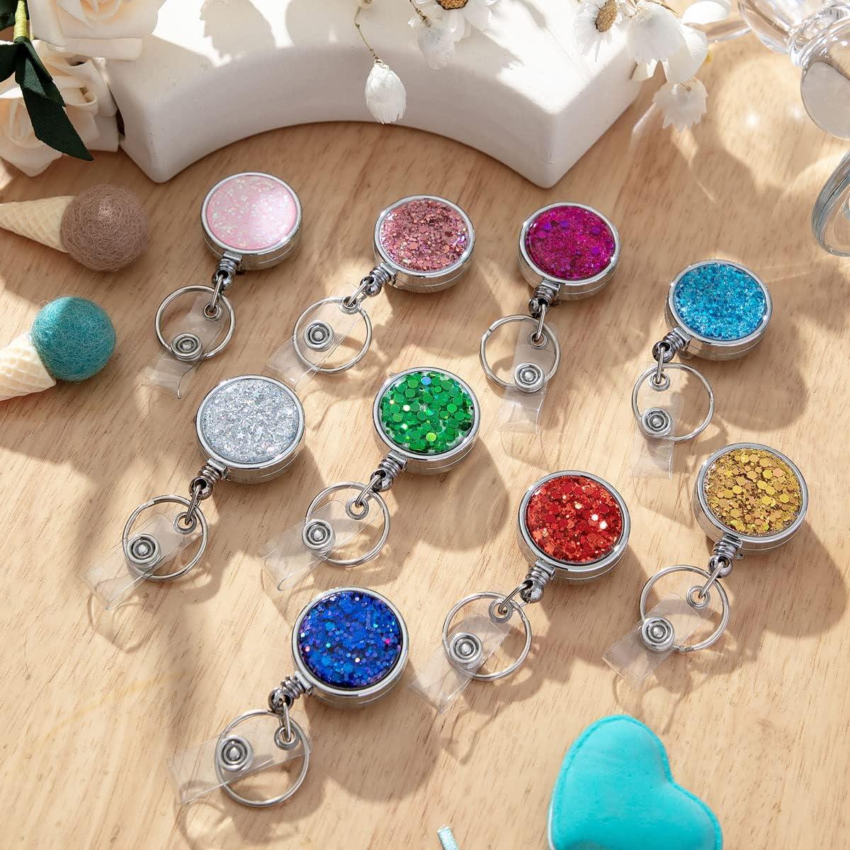 Carrete Retráctil de Insignia HASFINE 2 Pcs Plateado Brillante