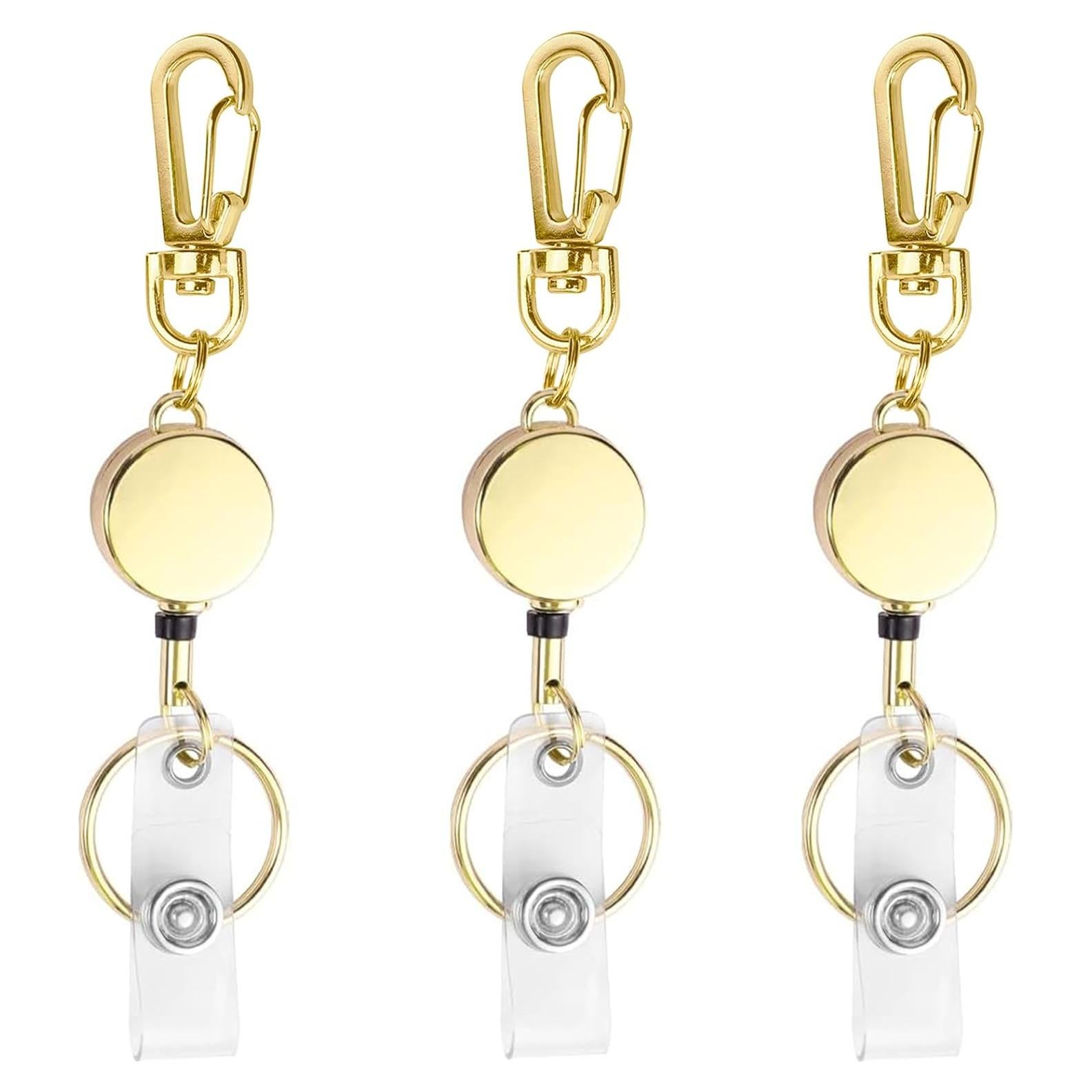 Portatarjetas Retráctil de Metal Bolimoss 3 Piezas Oro